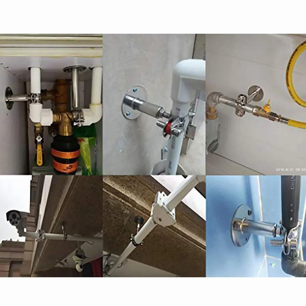 Soportes de Tubería de Montaje en pared de Acero Inoxidable, 2 Piezas de Abrazadera de Soporte de Tubería Ajustable Correas de Tubería con Tornillos para Tubo de Dia 19 mm(1/2 pulgada)