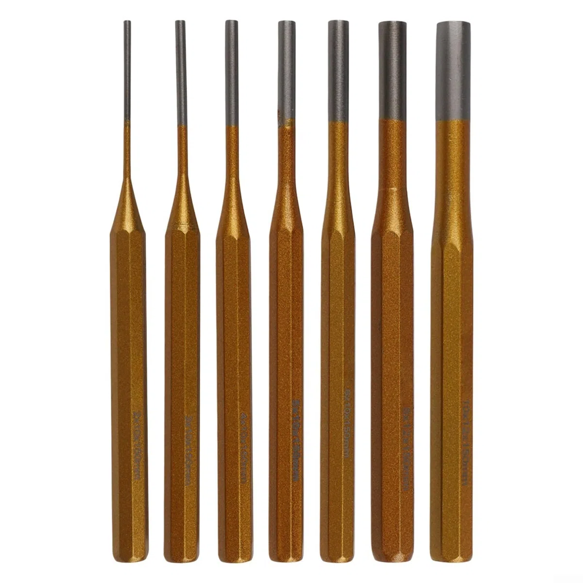 Juego de 7 punzones de aleación de acero, 2 mm a 10 mm de diámetro (2/3/4/5/6/8/10 mm), 150 mm de longitud, cincel y perforador cónico resistente para reloj Rep