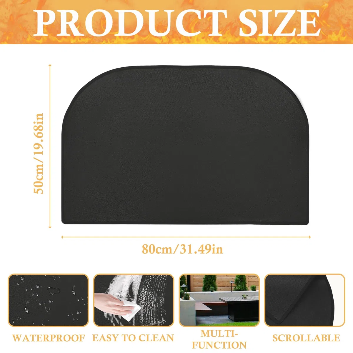 Alfombras Ignifuga para Chimenea, 80x50cm Esterilla Ignífuga para Chimenea, Placa de Protección contra Chispas, Protector Suelochimenea, Antichispas para Chimeneas para Chimenea, Estufa, Barbacoa