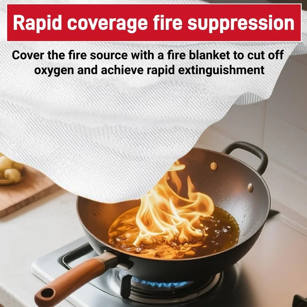 Manta Ignifuga Apaga Fuegos Cocina,2pcs Manta Ignífuga de Fibra de Emergencia,Manta Ignifuga,Mantas de Fuego de Fibra de Vidrio de Emergencia,Manta Ignifuga de Fibra de Vidrio,1*1m