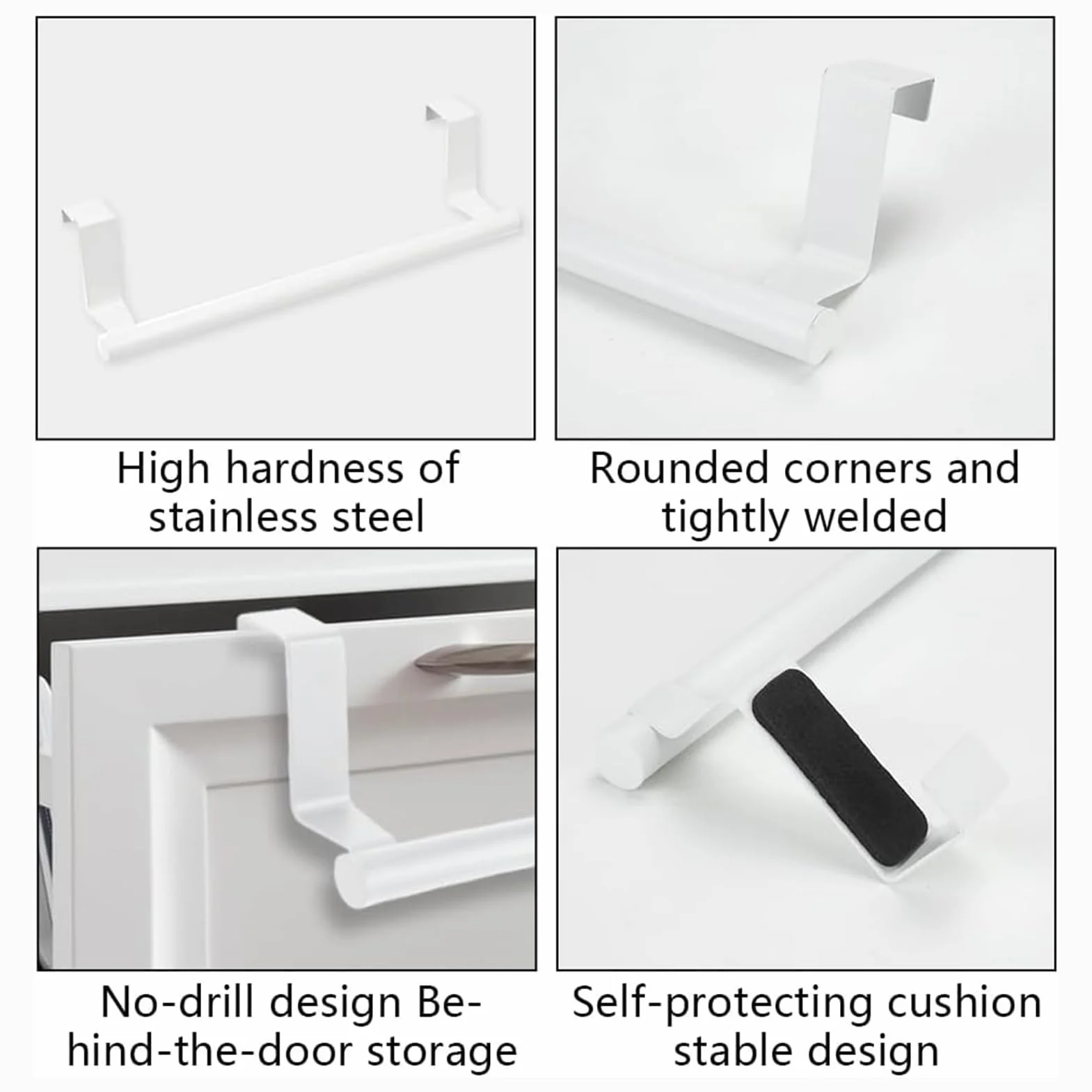 Toallero de cocina acero inoxidable colgar sin taladrar para puerta armario baño blanco