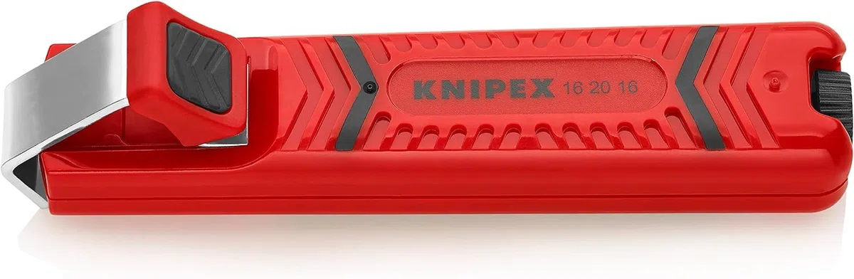 KNIPEX Pelamangueras con hoja de bisturí en blister carcasa de plástico resistente a los golpes 130 mm, 16 20 16 SB