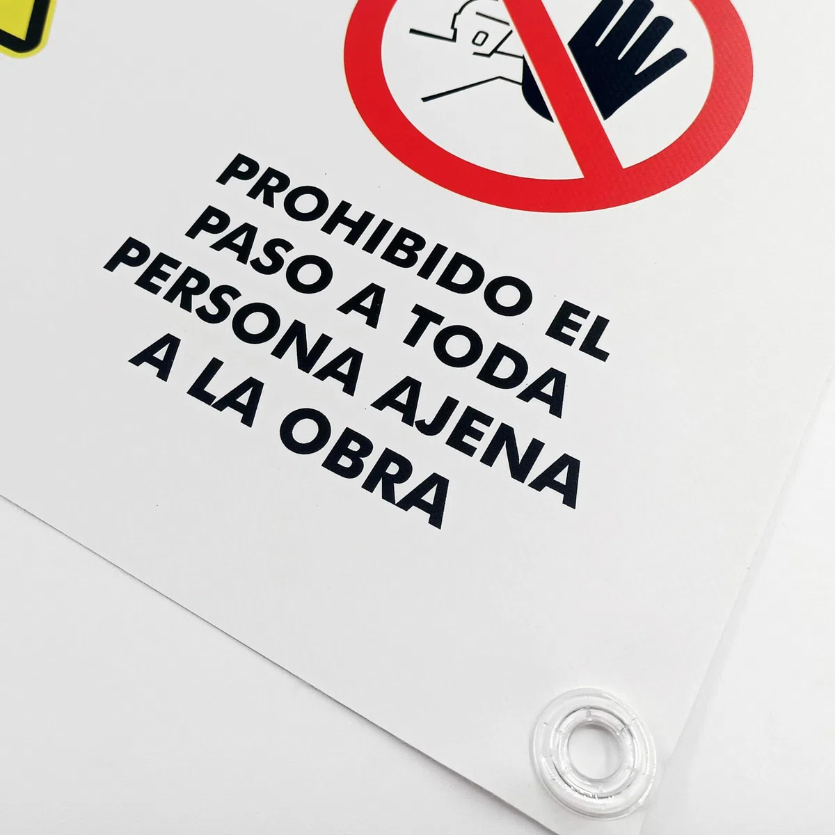 Cartel para Zona de Obra - Lona Impresa Señales de Seguridad y EPIS Obligatorias en Construccion (EPI 74x42 cm)