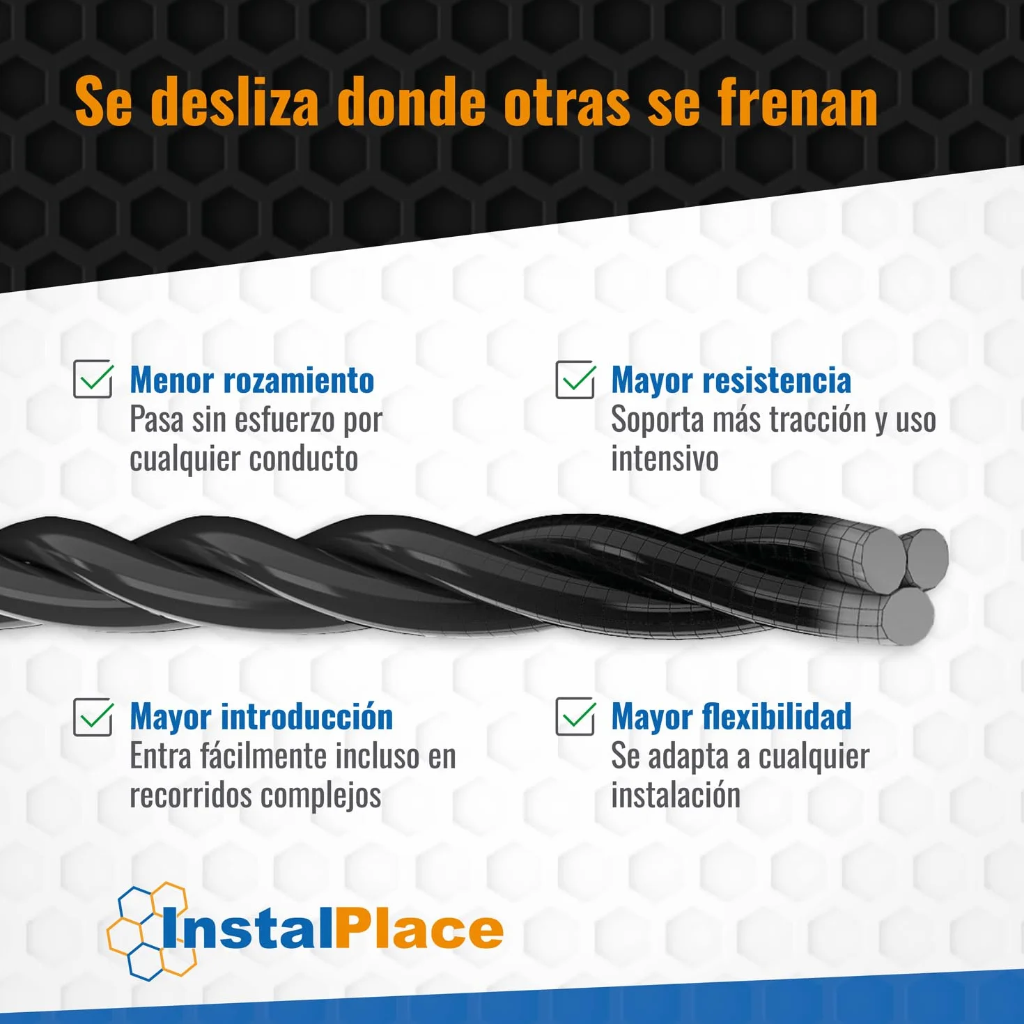 Pasacables | Terminales Intercambiables con Accesorios | Triple Trenzada | Diámetro 4mm | 15m