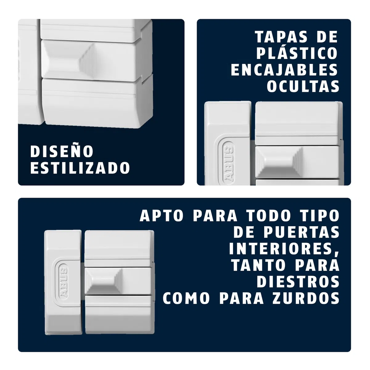 ABUS Pestillo deslizante para puerta SR30 - cierre extra sin llave para puertas y ventanas - para abrir elementos hacia la izquierda y hacia la derecha - diseño compacto para sitios reducidos - blanco