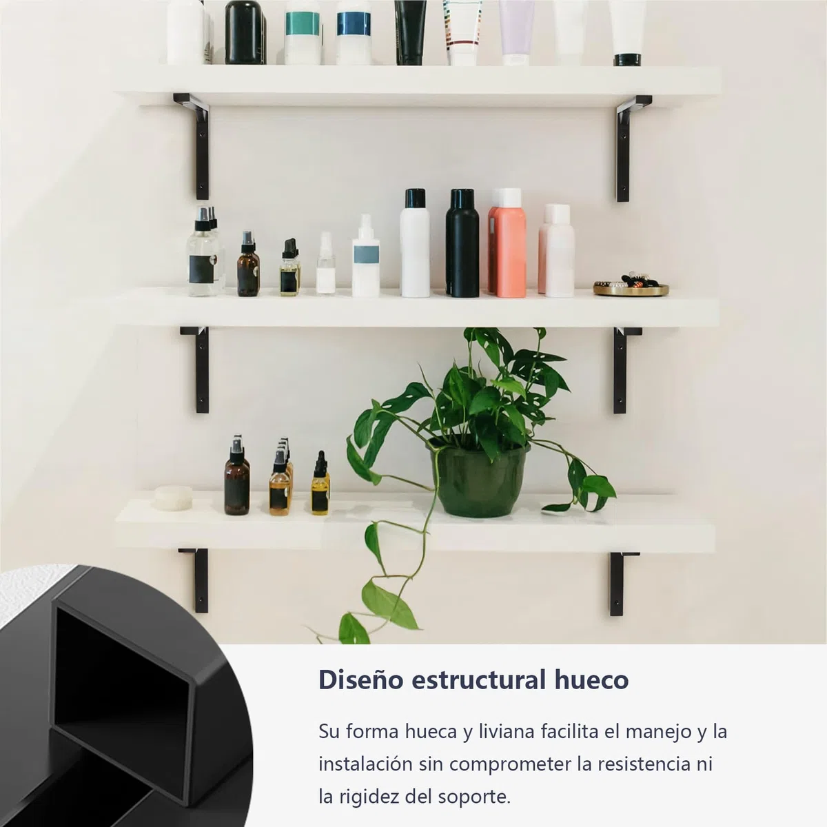 Terafeels 4 Piezas Soportes para Estantes Negros de Acero Inoxidable, Escuadras en L con Refuerzo Triangular, Diseño Hueco, Incluye Tornillos y Tacos, soporte baldas pared 30 cm