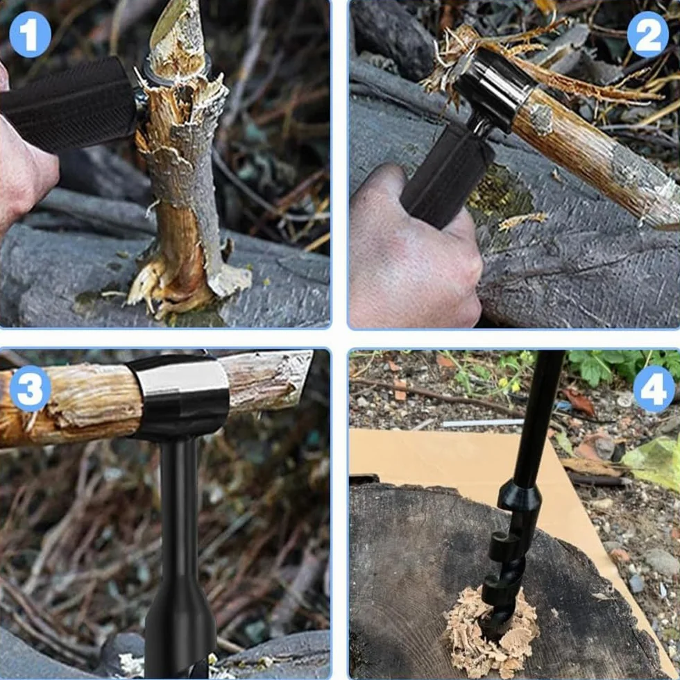 Taladro Manual de Barrena para Exteriores, Broca Manual Multiusos de Supervivencia para Acampar, Al Aire Libre, Bushcrafting