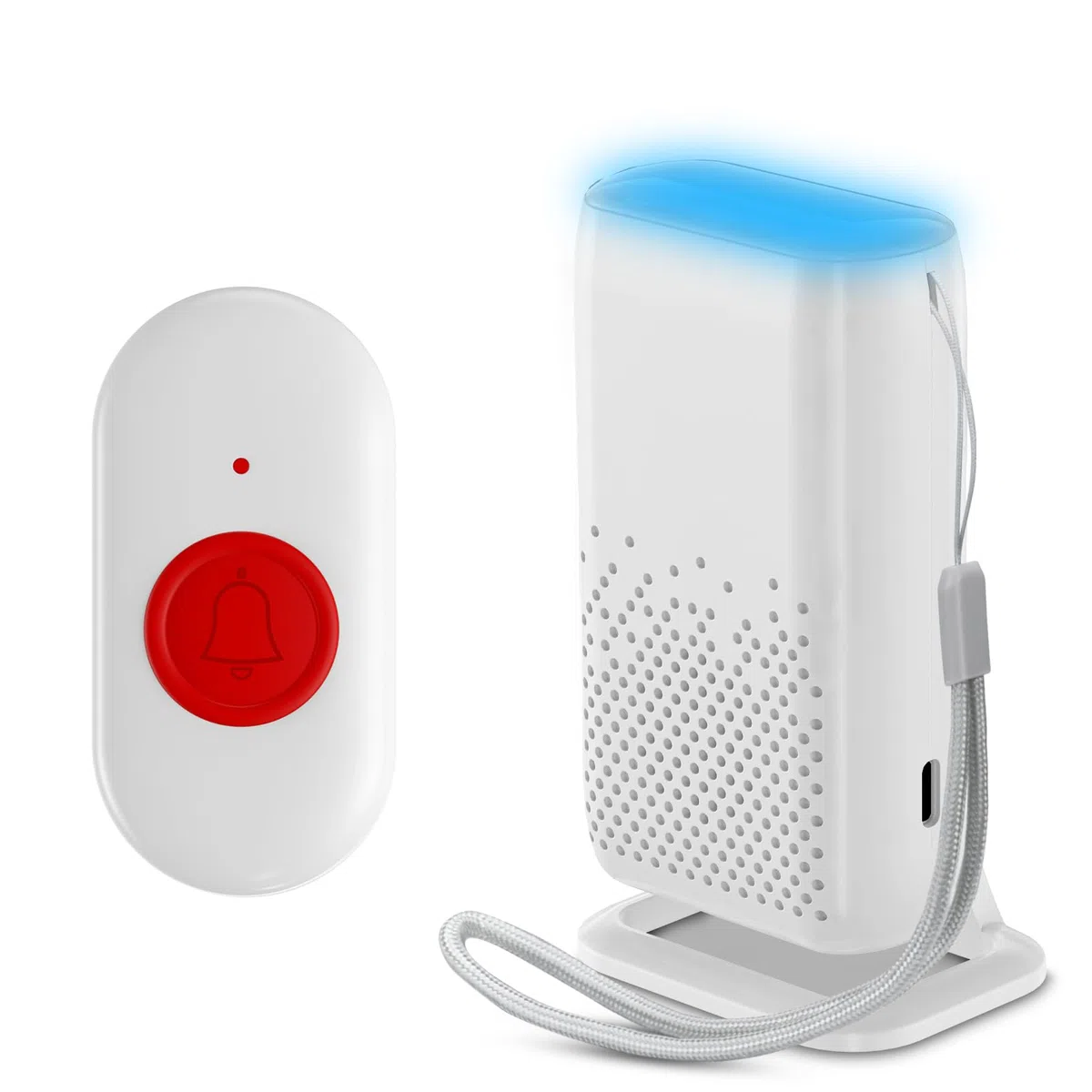 Botón de emergencia para personas mayores, inalámbrico, pulsera de llamada de emergencia, carga USB, pulsera de emergencia para personas mayores con 58 tonos de llamada, botón de emergencia para