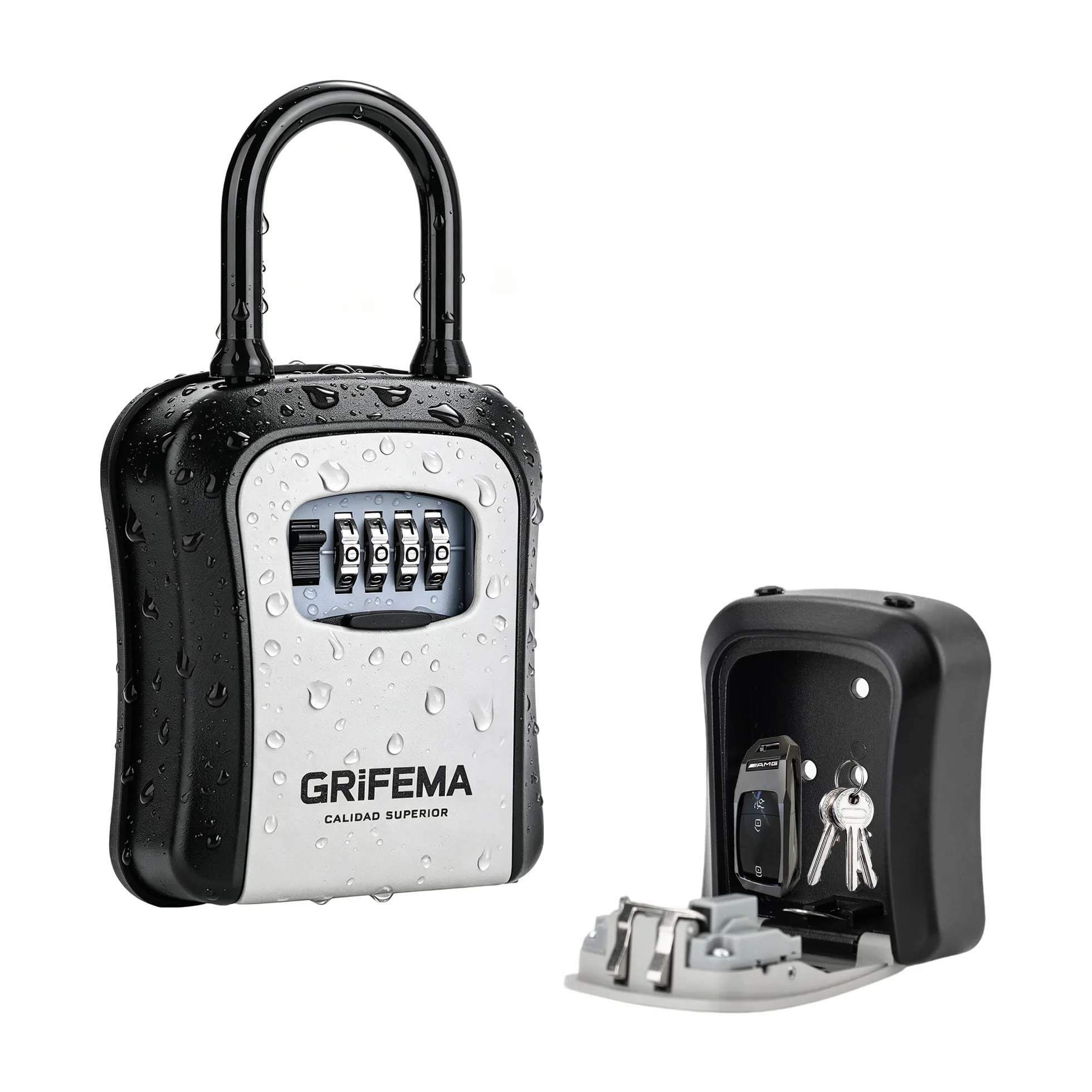 GRIFEMA GA1003-2 Caja de Seguridad para Llaves, Armarios con Gancho, Gris