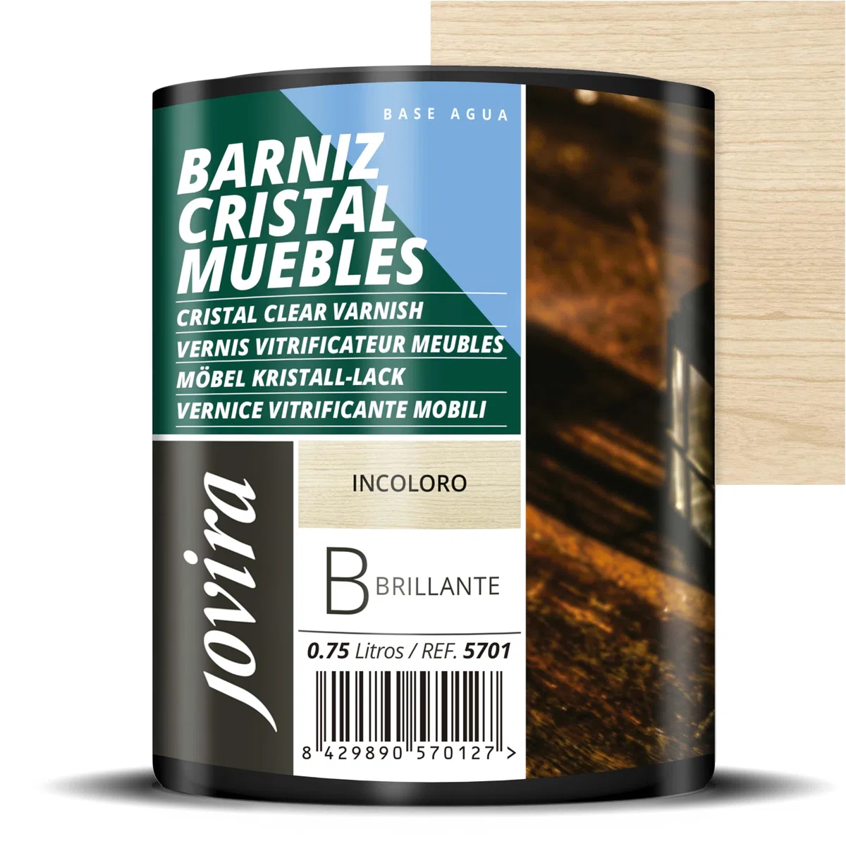 JOVIRA PINTURAS Barniz Cristal Muebles al Agua Brillante (750 Mililitros) G-26