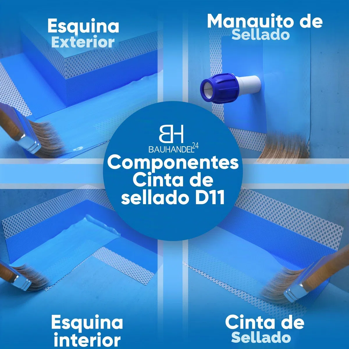 Bauhandel24 cinta aislante D11 10 metros color azul impermeabilización ducha cinta adhesiva azulejos membrana impermeabilizante agua stop malla impermeabilizante lámina impermeable cinta pladur