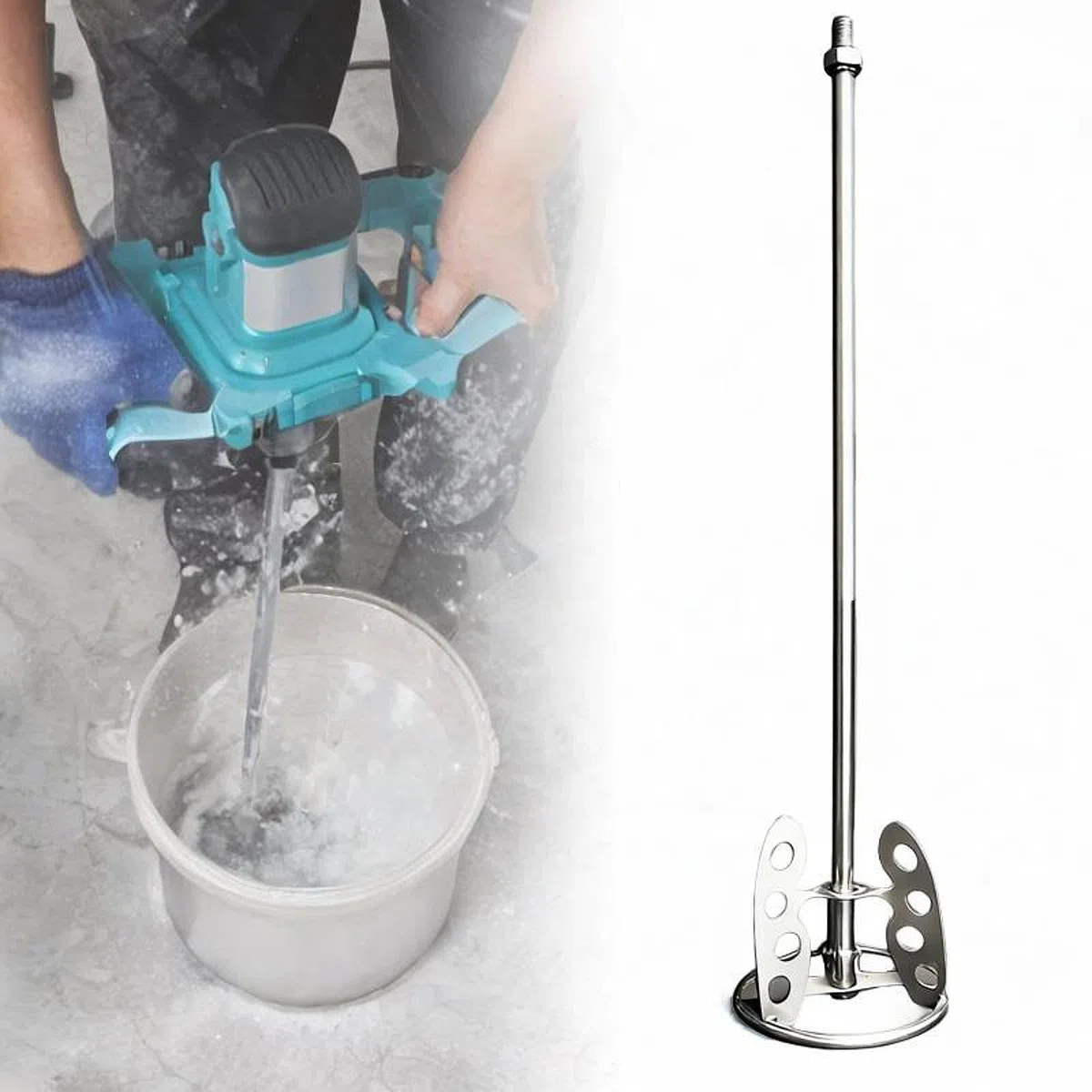 harayaa Varilla Mezcladora para Mezcladora de Cemento, Herramienta Mezcladora, Paleta de Pintura, Material de Acero Inoxidable, Fácil de Usar, Función de Mezc, M14