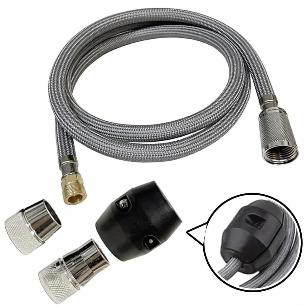 Kit de repuesto de manguera de grifo de cocina extraíble, diseño flexible de nailon y metal de 59 pulgadas con conectores de latón resistentes a fugas, bola y 3 adaptadores para modelo