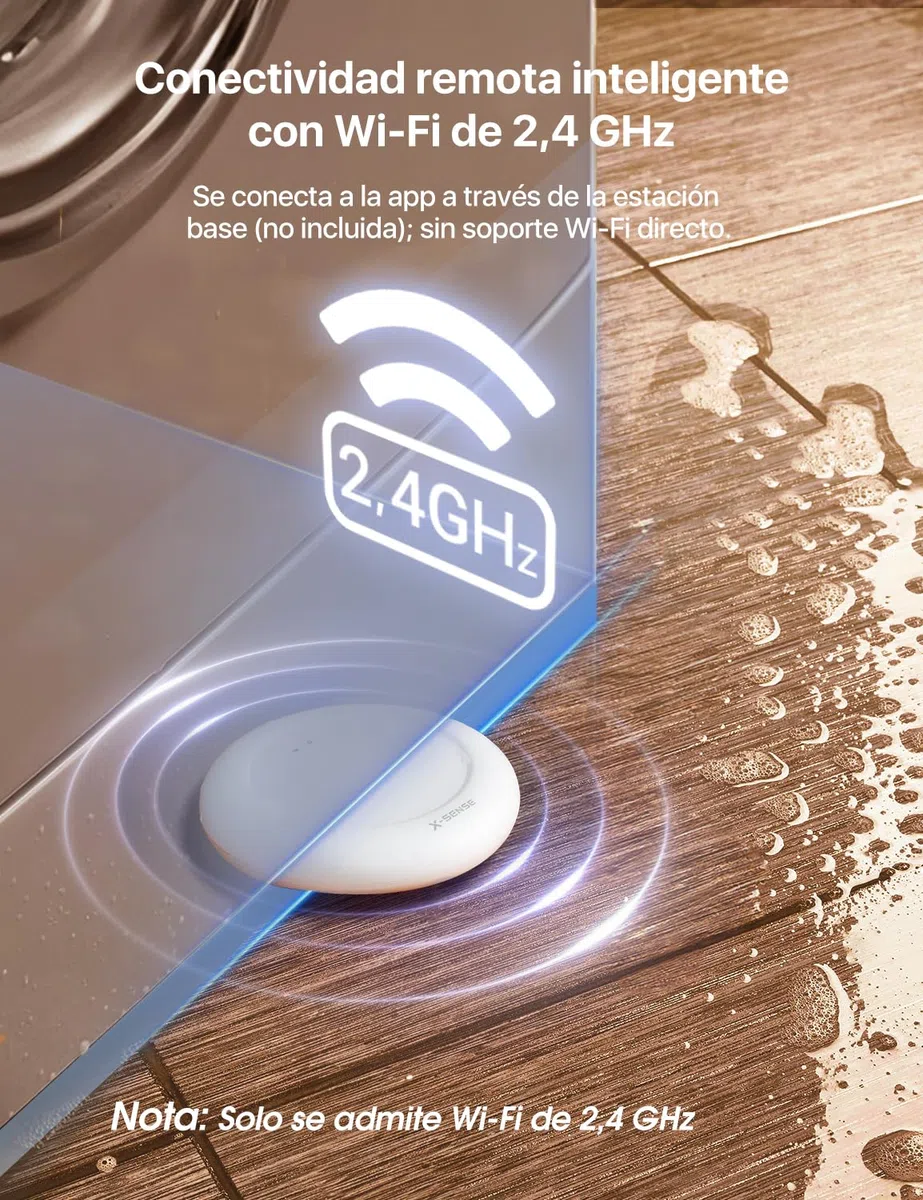 Sensor de Agua Wi-Fi X-Sense; Detector Inteligente de Fugas de Agua con alertas de App, IP67 Resistente al Agua, Detector inalámbrico para Cocina, baño, sótano, SWS0A (1 Unidad)