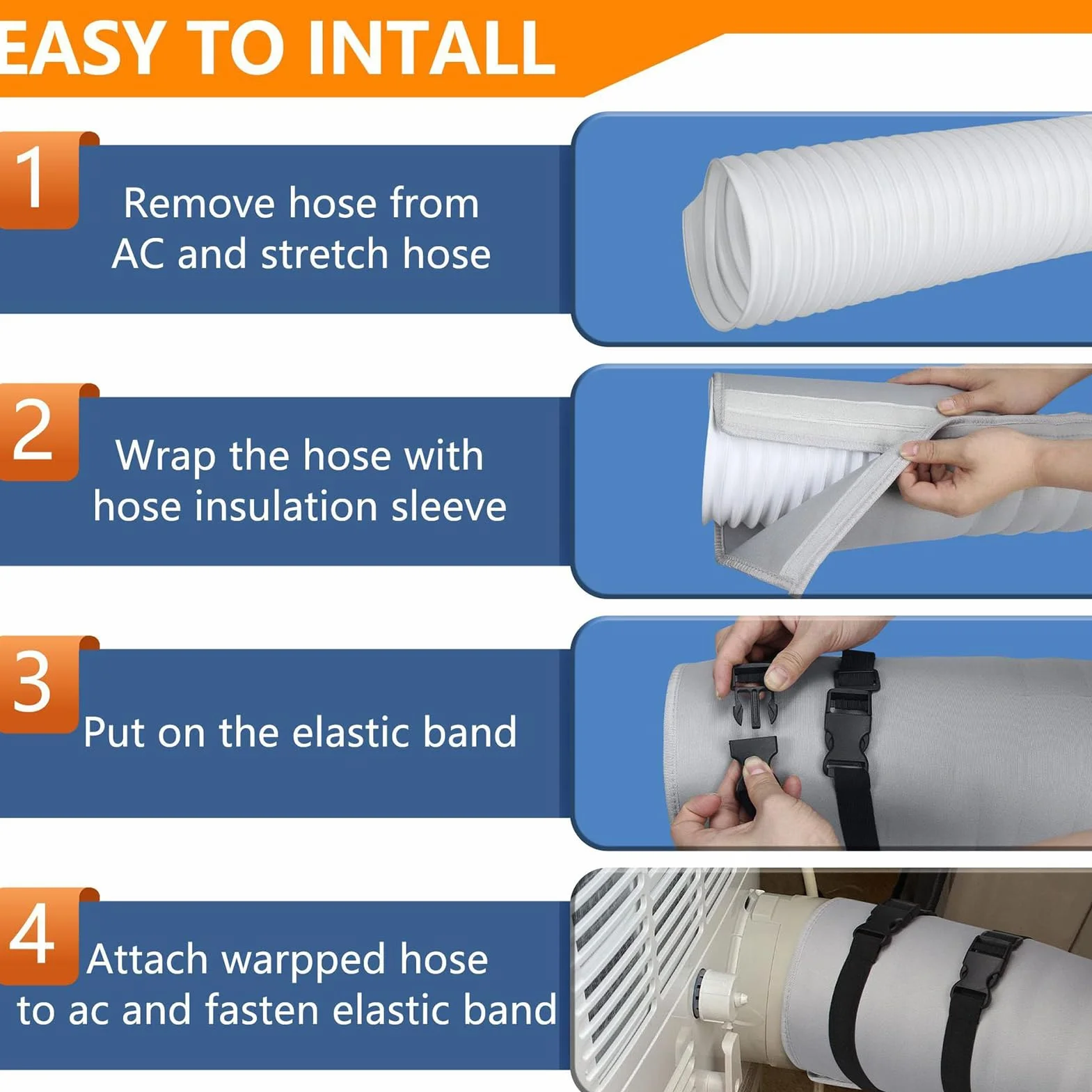 Cubierta Aislante Para Manguera De Aire Acondicionado Portátil, Para Mangueras De Escape De 5" Y 5.9" De Diámetro, Con 3 Hebillas Ajustables, Fácil De Instalar