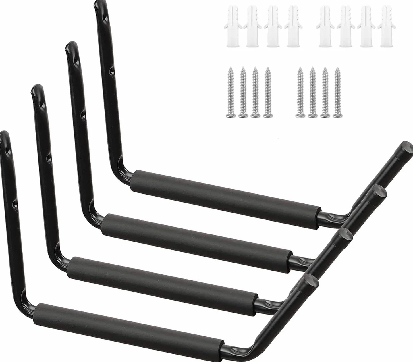 Ihomepark Gancho Bicicleta Pared - Soporte Bicicletas Pared Gancho para Escalera Ganchos Kayak Pared Garaje, Soporte Bicicleta con Universal Screw Almacenamiento de Usos Múltiples Negro (4 Pack)