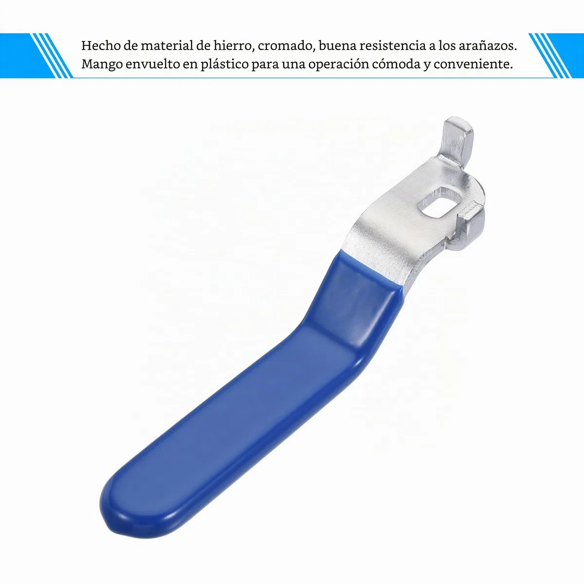 sourcing map Palanca Mango Hierro Cromado Chapado Reemplazo Cuarto Vuelta con Plástico Empuñadura Azul para DN25 Bola Válvula 2uds