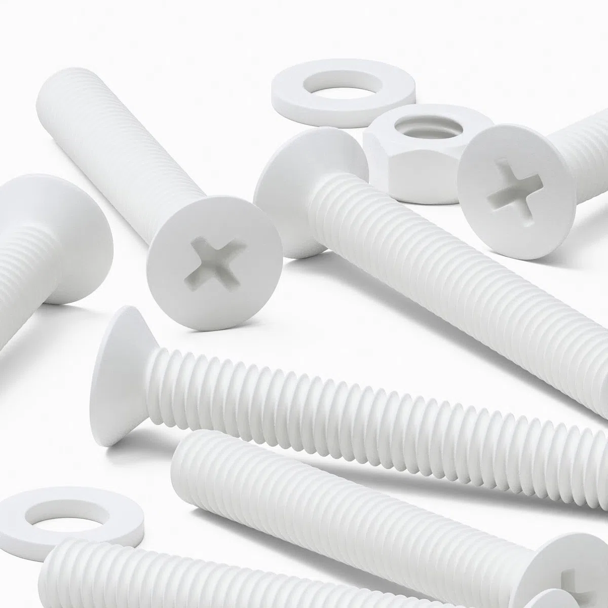 20 x tuercas y tornillos avellanados con agujero transversal Polipropileno Blancos (PP), Acrílico, Pernos Tornillos y Tuercas de Plástico, M6 x 40mm