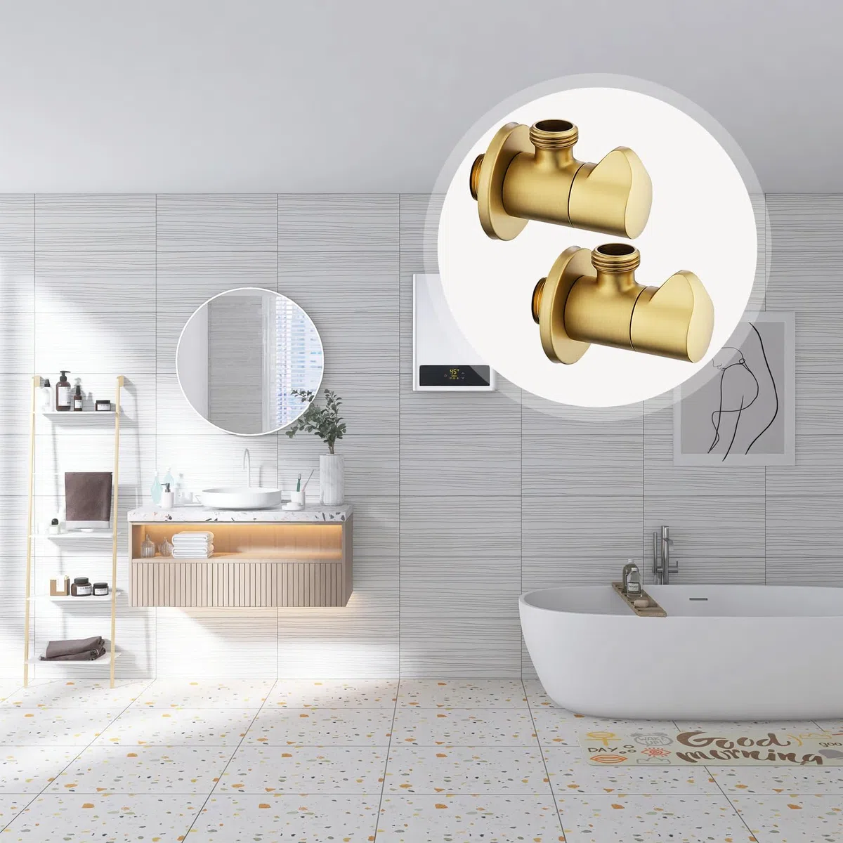 2 Piezas Válvula de Esquina, Alta Temperatura y Resistencia a Alta Presión, Interruptor de Seguridad para Agua Doméstica, Adecuada para Accesorios de Cocina, Accesorios de Baño (Dorado)