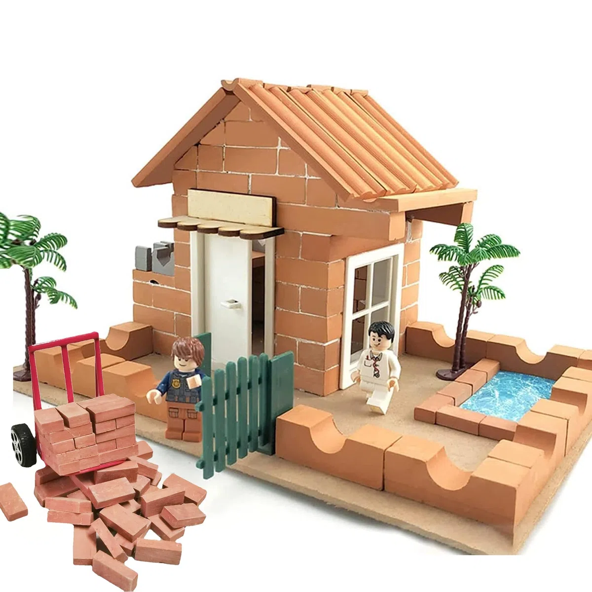 Woohome 322 PCS Ladrillos en Miniatura, Tejas en Miniatura, Tegola Curva Canale Ross Mini Ladrillo Gris para Micro Paisaje, Bricolaje Casa de Muñecas Ladrillos Diorama Hada