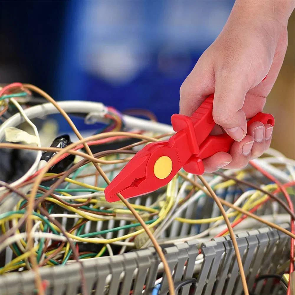 Alicates planos de plástico aislante, 1000 V, pinzas planas de plástico resistentes a alta presión, herramientas de mano para la instalación de instrumentos y la interrupción del circuito