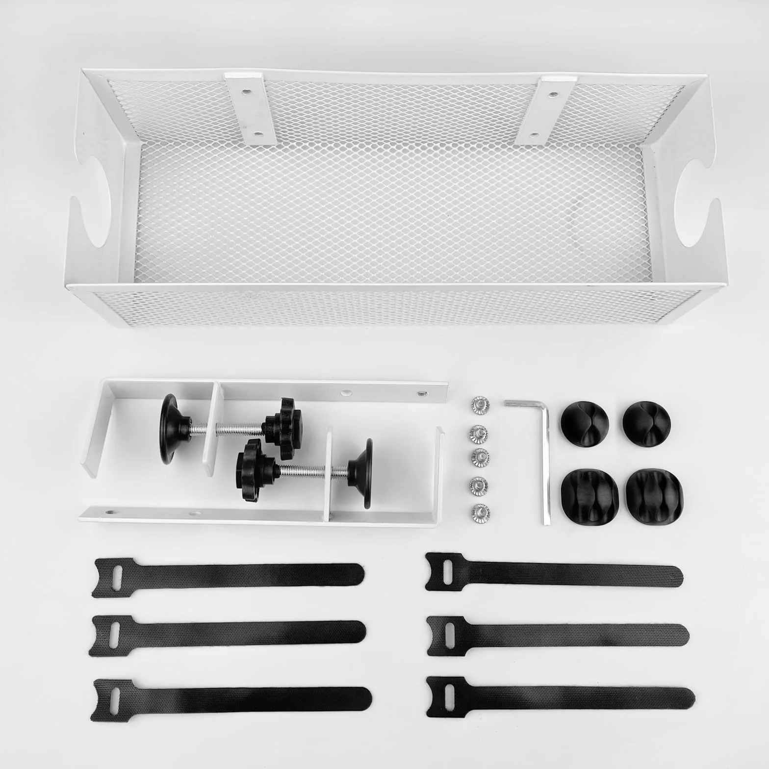 Bandeja Organizador Gestión Cables Escritorio sin Perforación, Recoge Cables Mesa Escritorio para Hogar y Oficina (Blanco) Bandeja de Cables Debajo de la Mesa Retráctil