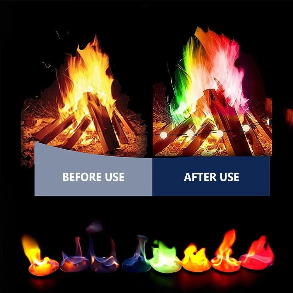Rakiuty Polvo De Colores De Fuego, Polvo De Fuego De Color Llama, Es Adecuado para Combinar Halloween y Navidad, 80g