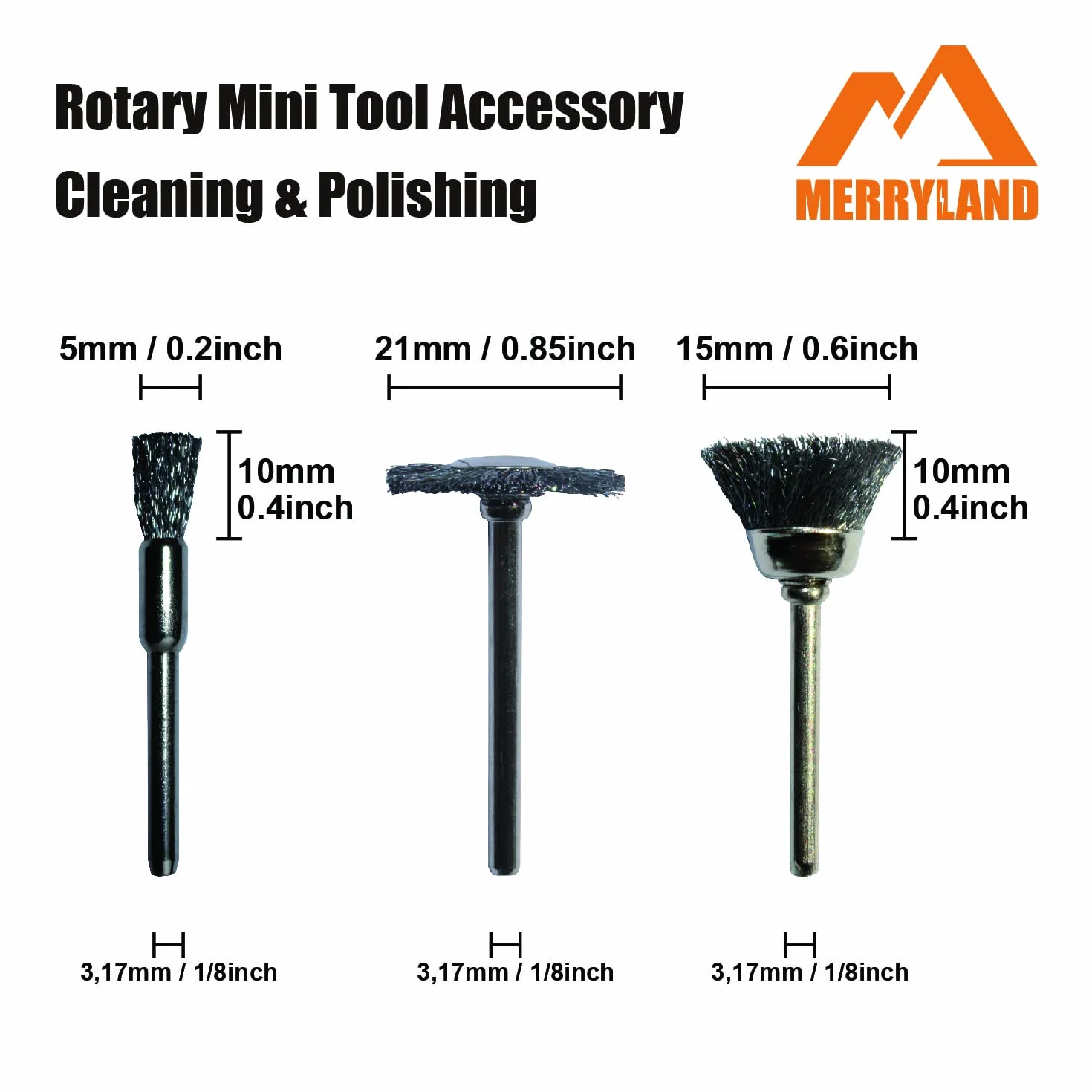 Merryland Cepillo Metálico de Alambre Acero para Dremel 72pcs, Cepillo Circular y Copa 24pcs Cada Uno, Cepillo de Pulir para Herramienta Rotativa Eléctrica, RMTA072C1