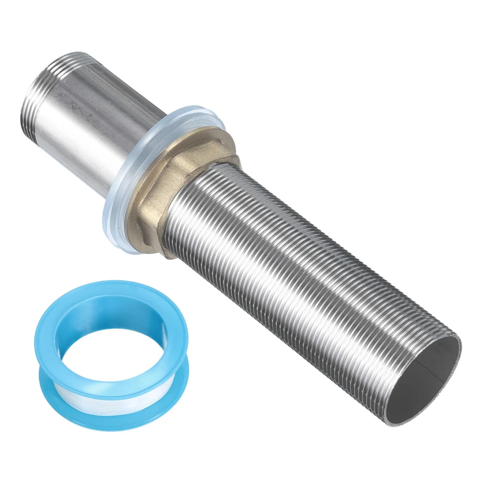 QUARKZMAN 6" Caña de Extensión de Montaje de Grifo de Acero Inoxidable con Tubo Roscado para Alargar la Caña de Montaje de Pie Alto Fijo con Tuerca y Junta 1 Piezas