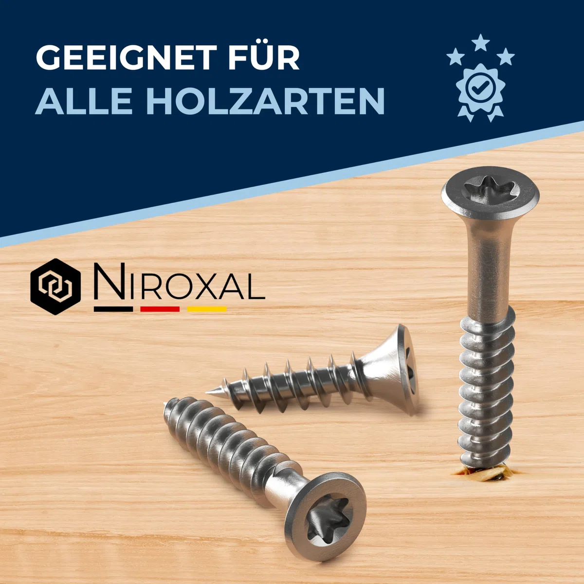Tornillos para madera de acero inoxidable A2 con cabeza avellanada Torx TX40 – rosca parcial – 8 x 70 mm – 25 unidad – tornillos universales para madera