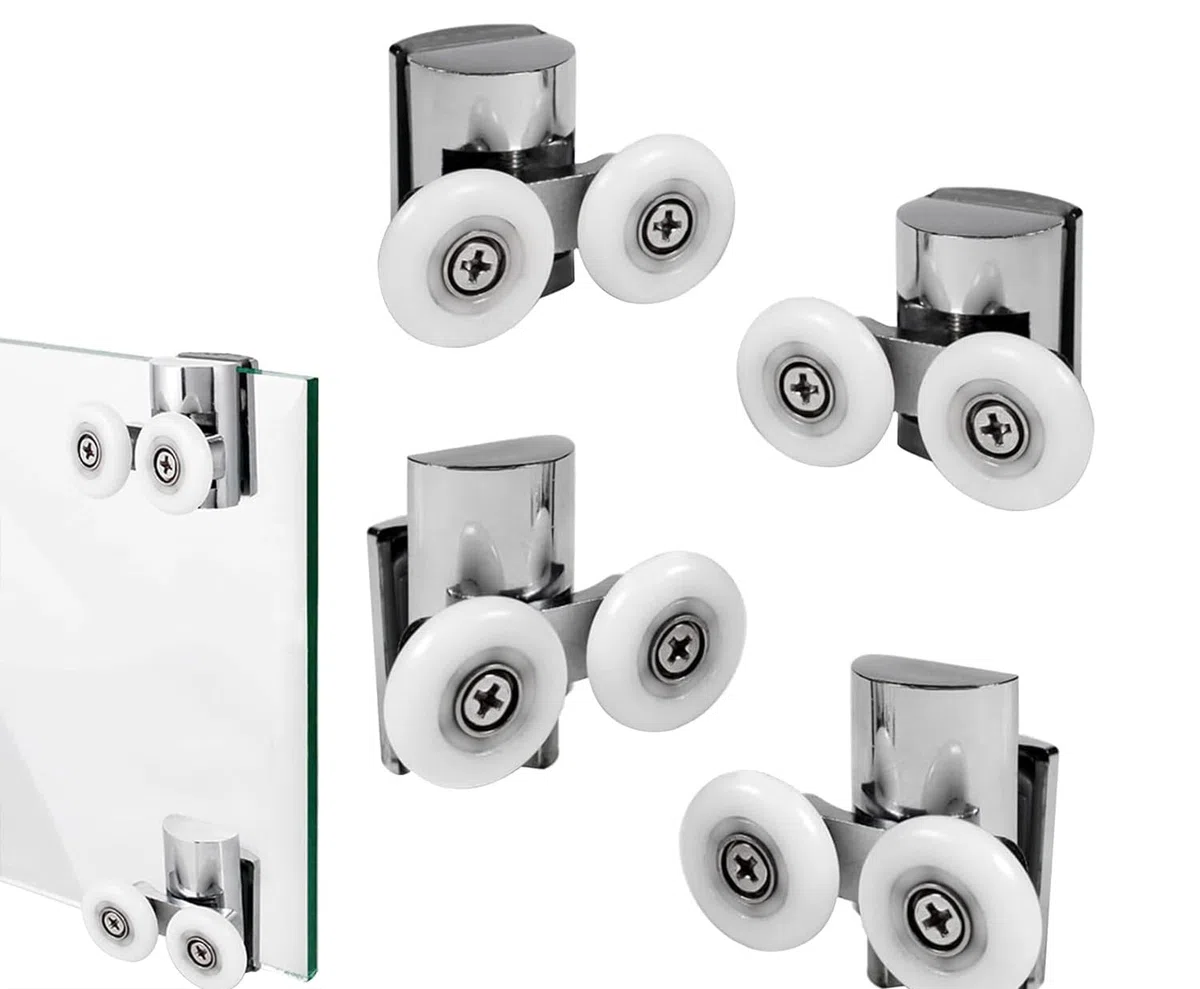 Rodillos de Puerta De Ducha De Aleación De Zinc De 23 mm,4 Unidades(2 Superiores + 2 Inferiores)