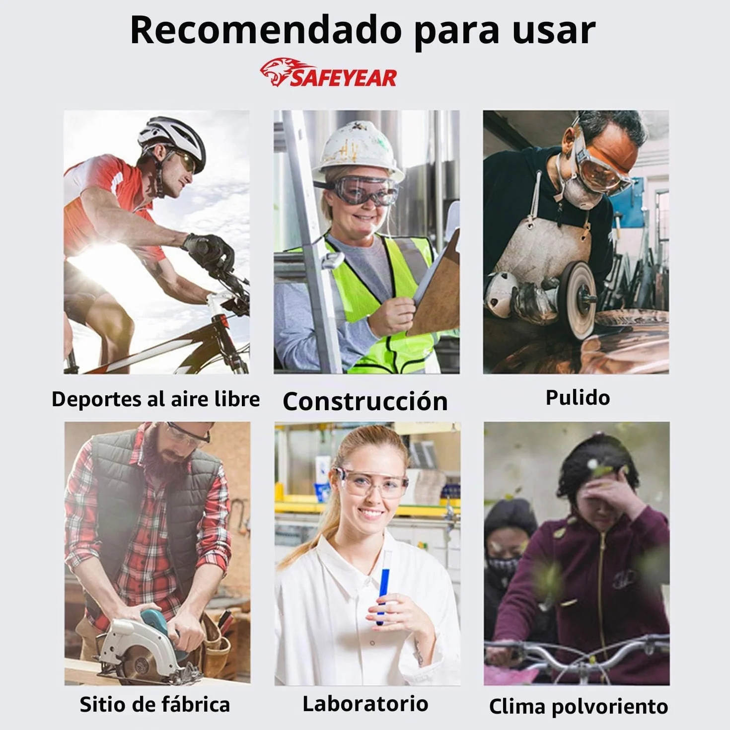 SAFEYEAR Gafas de Seguridad antiniebla y antifragmentación - SG002, gafas de trabajo profesionales teñidas con rayos ultravioleta para hombres y mujeres diy, protección ocular de laboratorio,molienda