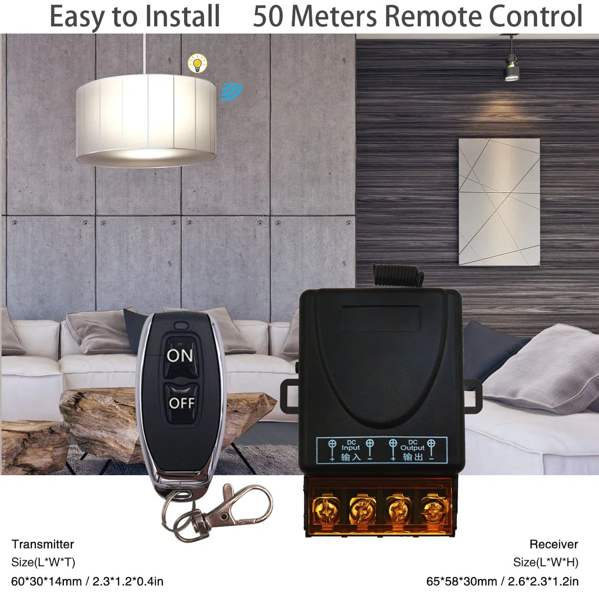 DieseRC Interruptor de Mando a Distancia Inalámbrico de 433Mhz Control de Radio DC 12V 24V 36V 48V 12V-75V 40A Receptor de Relé y Transmisores para Iluminación Bomba de Agua Electrodomésticos