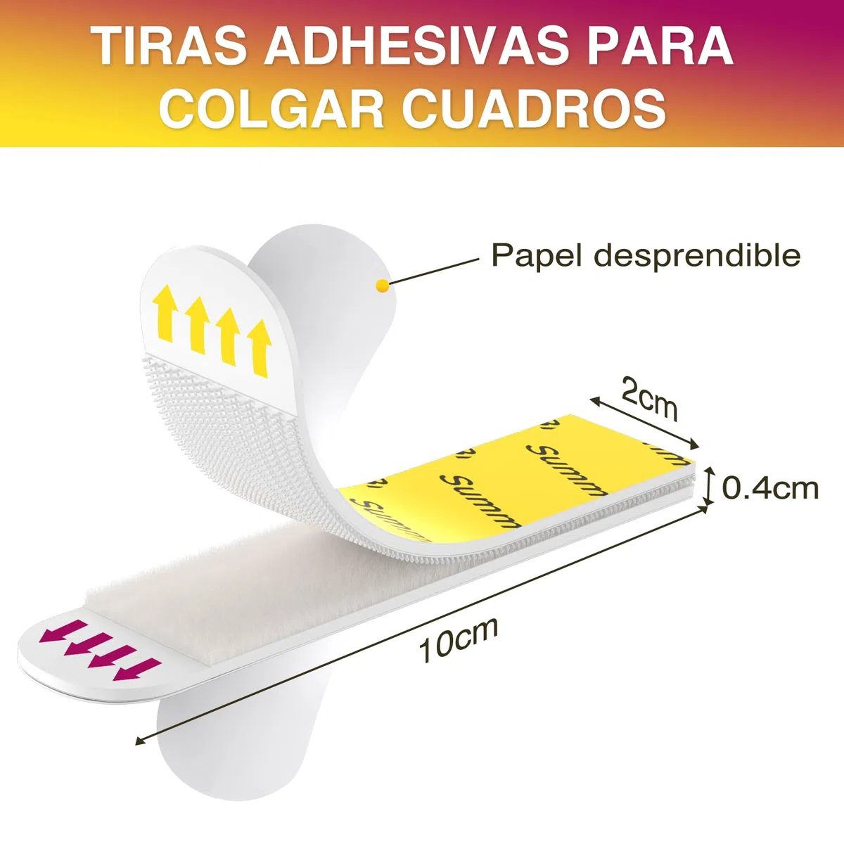 Summerbrite Tiras Adhesivas para Colgar Cuadros Sin Agujeros, 20 Pares (40 Tiras, Tamaño XL), Cuelga Cuadros Sin Clavos, Soporta 6,8 Kg, Sin Residuos, Ideal para Marcos, Decoraciones de Pared