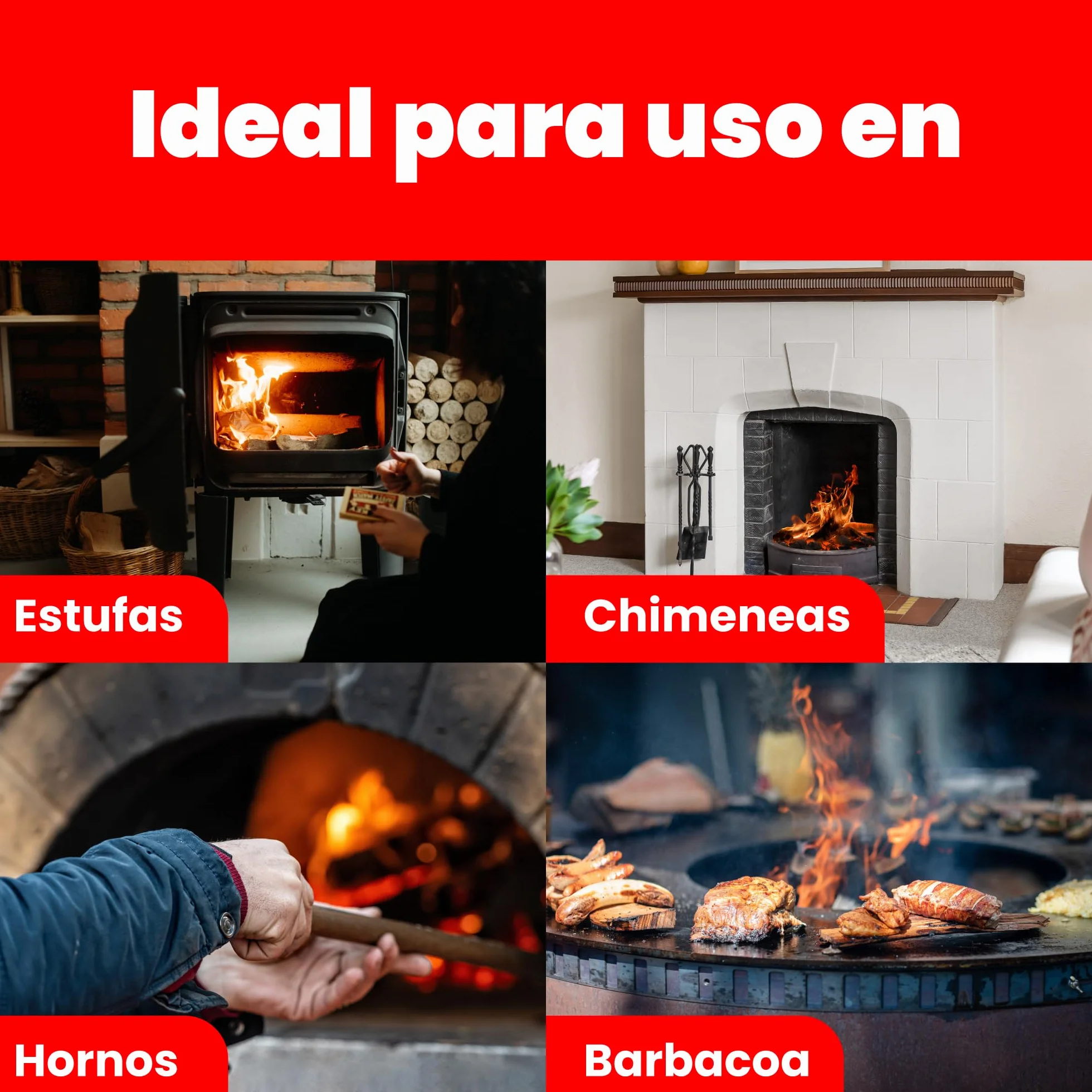 Leña Encina Saco 12kg Madera Dura Secada Horno Alto Rendimiento Calor Intenso Llama Duradera Ideal Chimenea Estufa Barbacoa Interior Exterior Combustión Lenta Baja Humedad Ecológica Limpia
