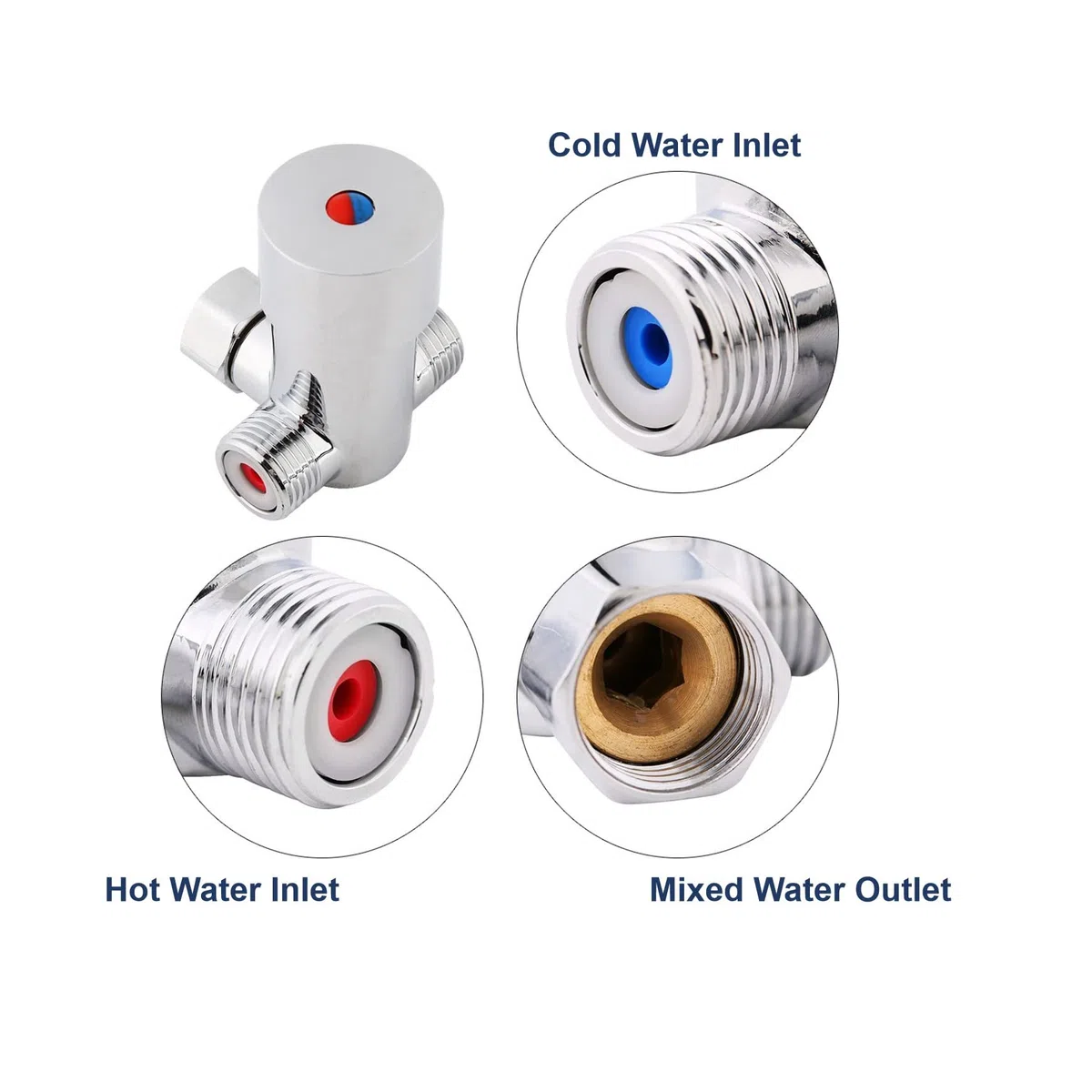 Válvula mezcladora de agua fría y caliente G1/2 mieszacz do wody válvula mezcladora termostática automática con válvulas de retención, 20 m³/h para tuberías Wasserhahn Ventile