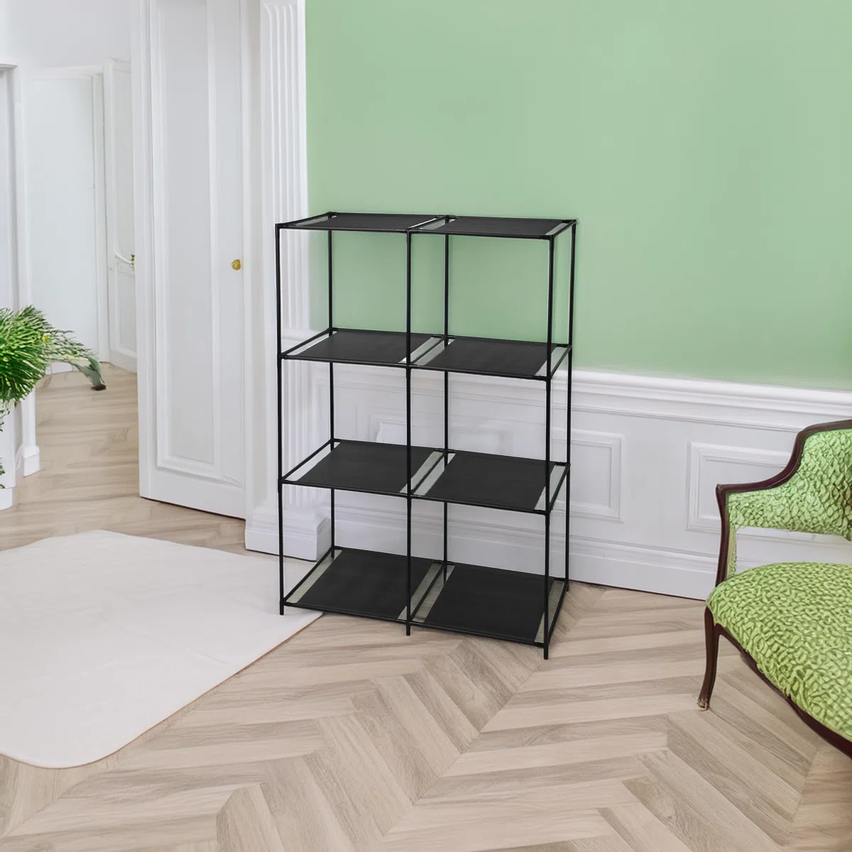 Well Home Estantería Modular de 6 Compartimentos Organizador de Tela y Hierro Tamaño: 59,5x30x88cm
