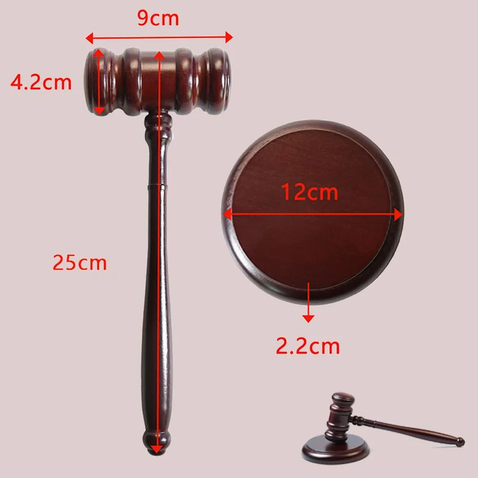 Juego de martillo de subastas de madera, martillo de juez con base, gavel de madera premium, martillo de juez, madera para jueces, abogados, venta de subastas