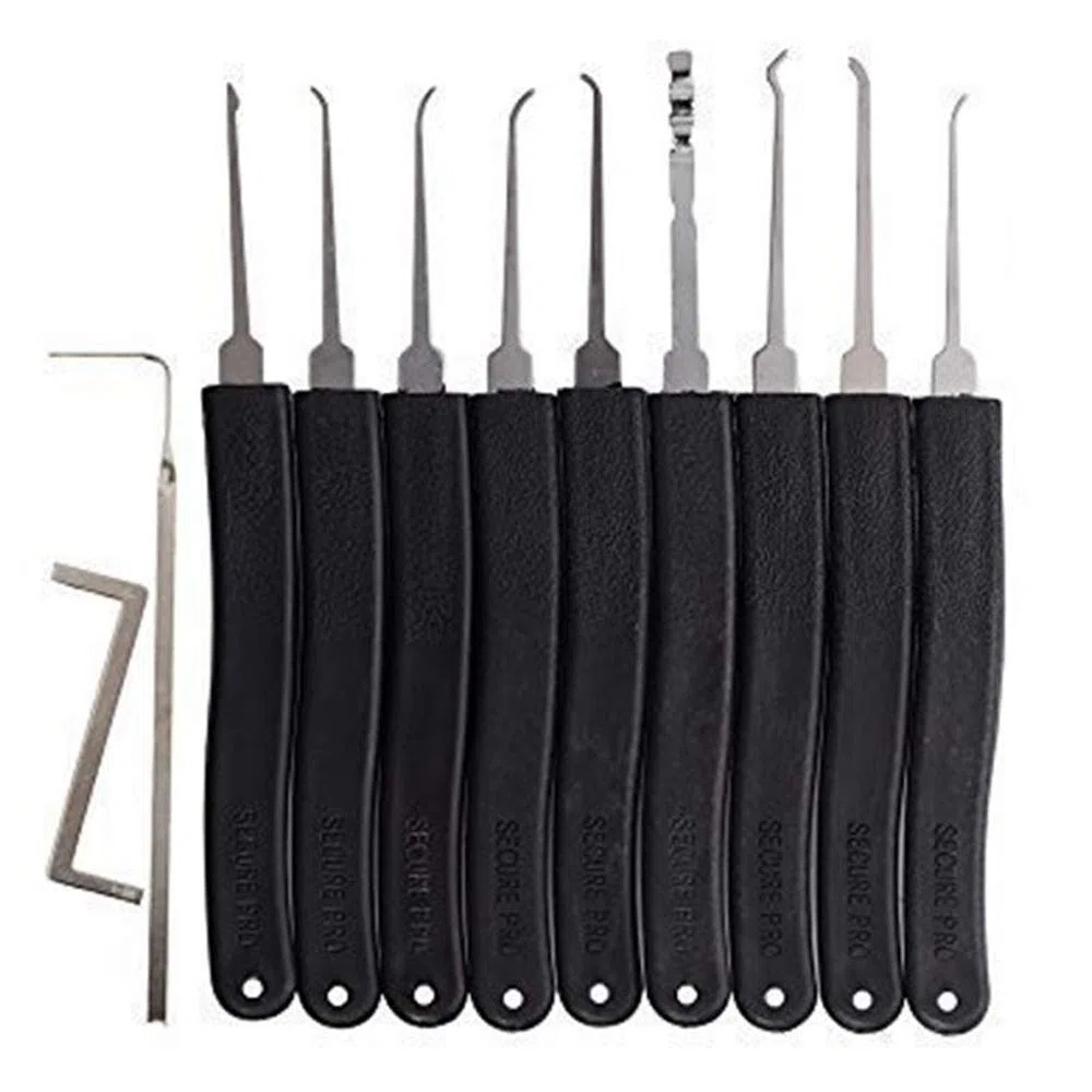 Loboo Idea juego de 14 piezas de púas de cerradura de Kaba con dientes, abridor de cerrajero, herramientas de cerrajero, Negro