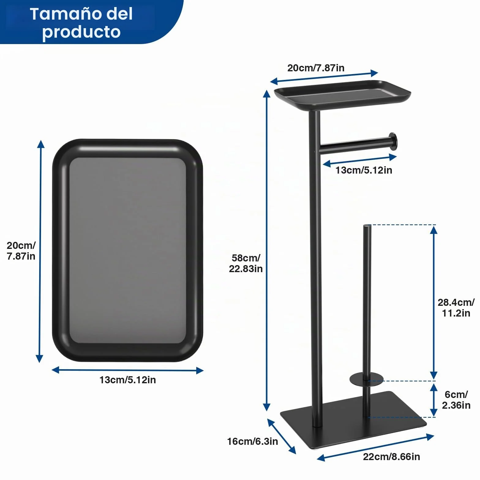 niffgaff Portarrollos de papel higiénico de pie negro con estante superior, soporte para papel higiénico de acero inoxidable con espacio para 4 rollos de repuesto