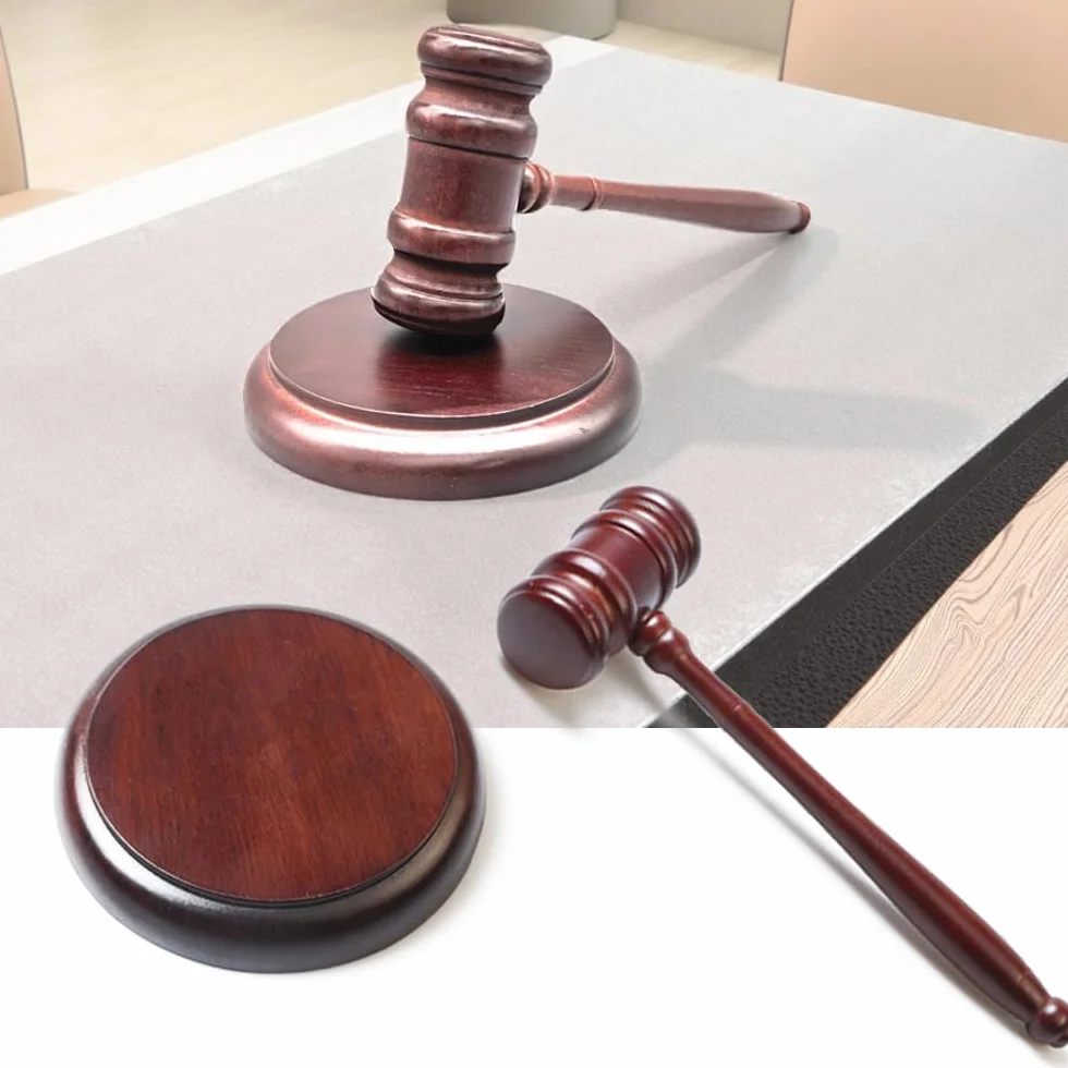 Juego de martillo de subastas de madera, martillo de juez con base, gavel de madera premium, martillo de juez, madera para jueces, abogados, venta de subastas