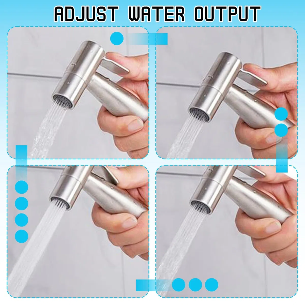 Ducha para bidé con convertidor 1/2" a 3/8" y manguera 1,5m, Duchita para bidé, Limpiador para WC – Bidet portátil en acero inoxidable, ducha para lavabo, bidé para WC