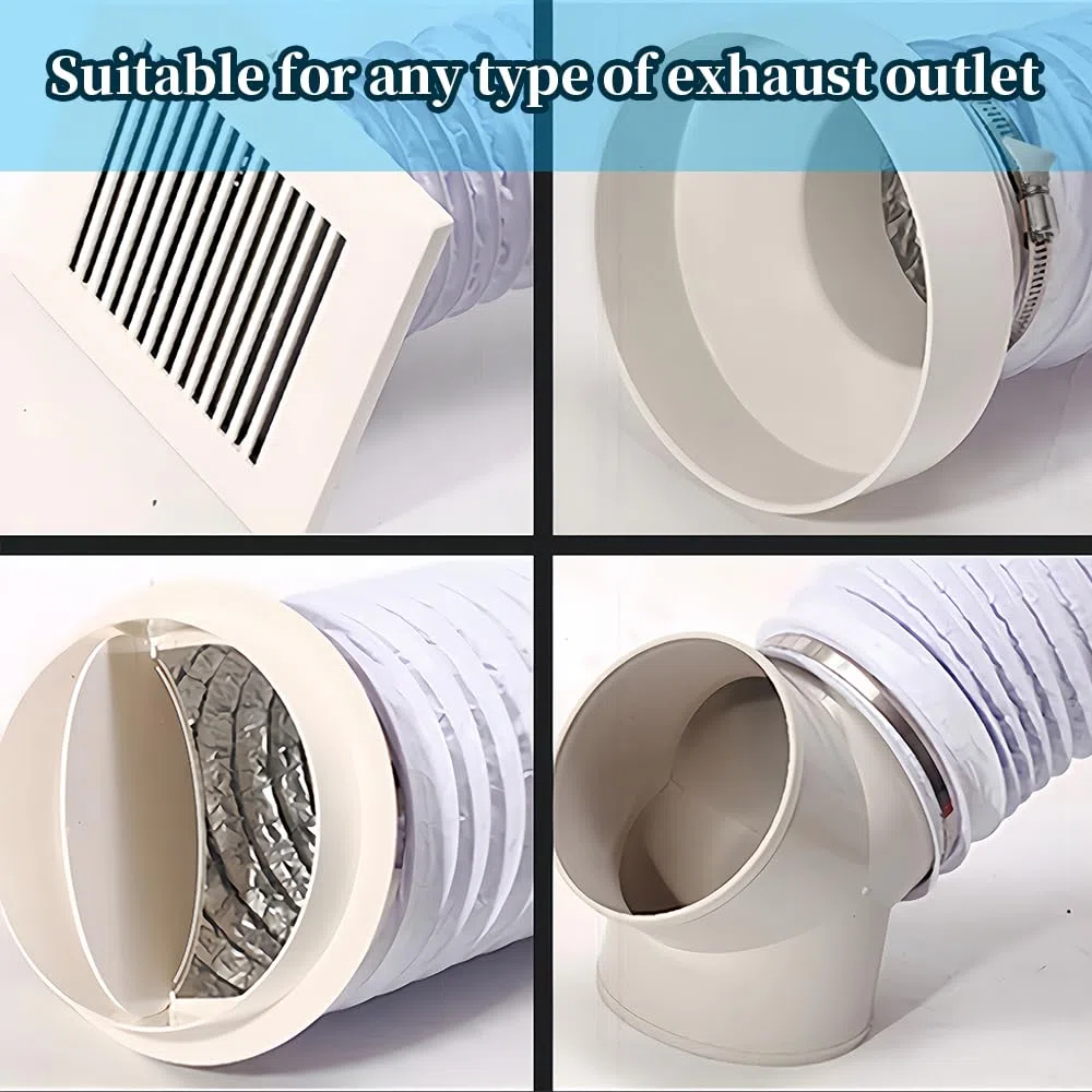 Ø 100 mm Tubo Flexible de Salida de Aire 6 m Tubo Aire Flexible di Aluminio PVC para Extractor de Aire Climatización Secadora Conducto de Aire de Ventilación Sistemas con 2 Abrazaderas