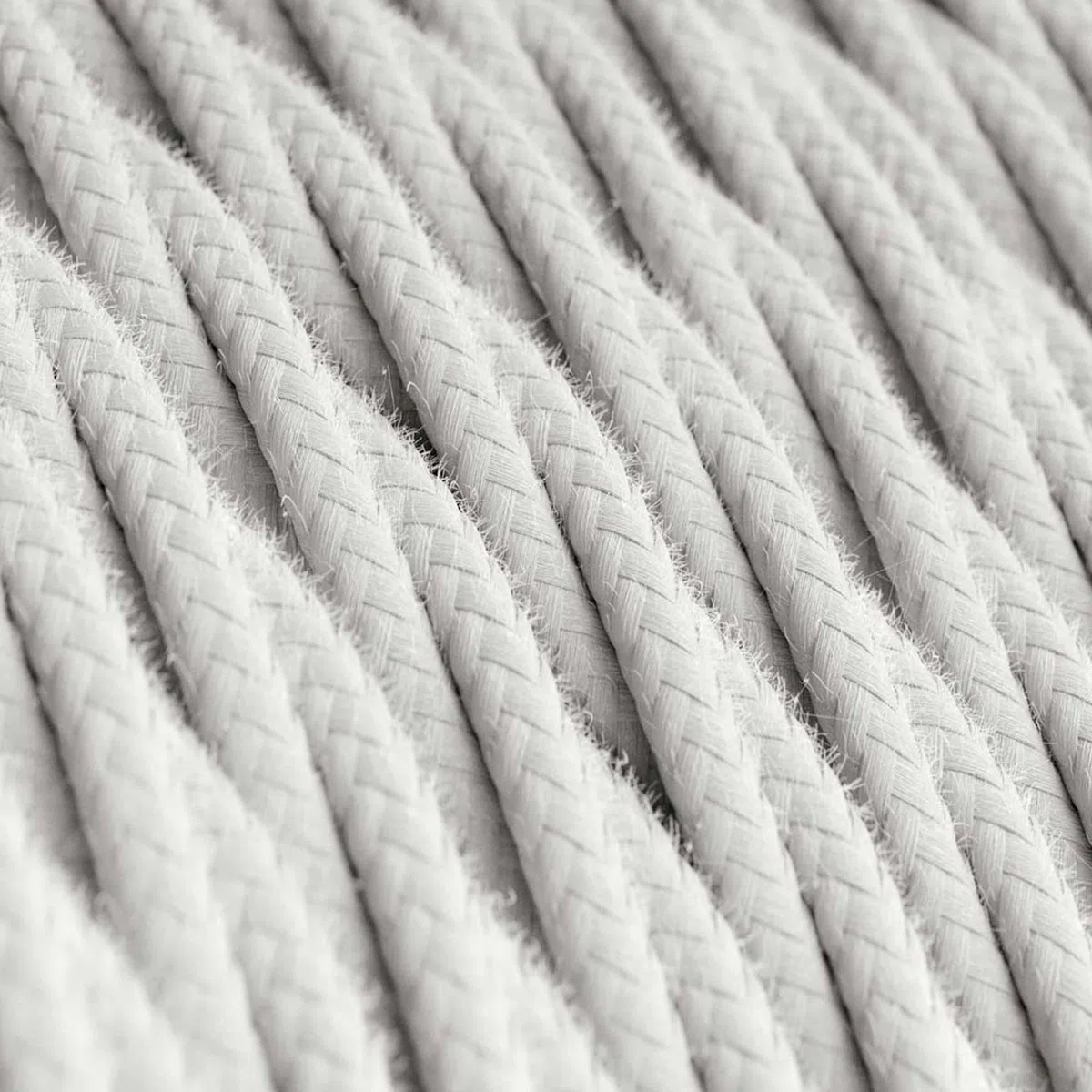 Cable eléctrico textil trenzado Blanco 5m | Hilo lámpara decorativo 2 hilos 2x0,75mm² | Cable flexible tejido para iluminación de diseño | Rollo de cable funda textil color blanco moderno