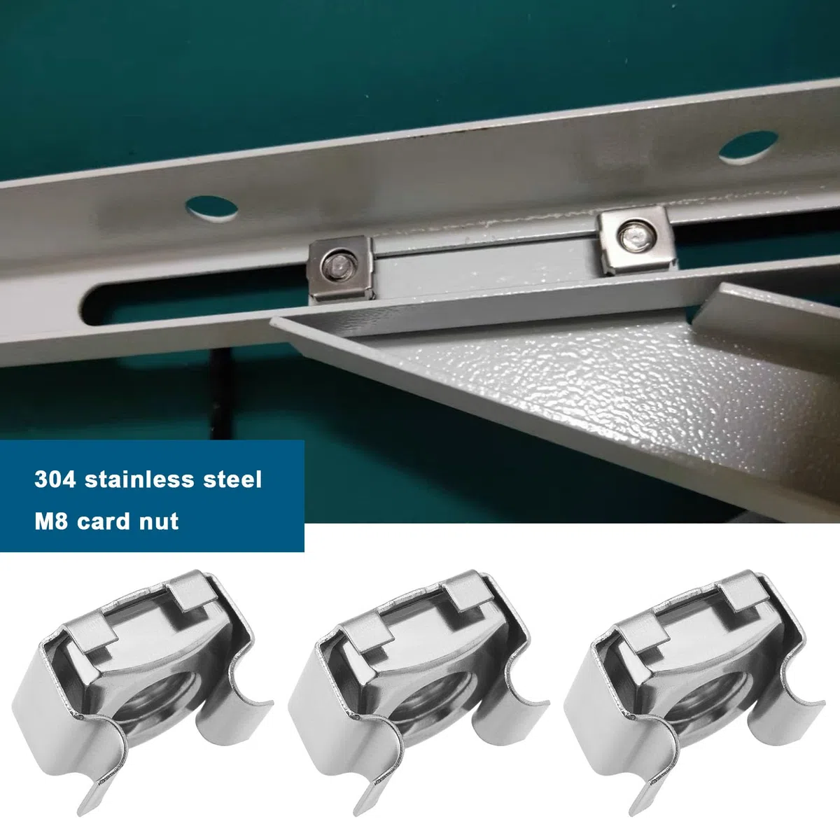 EMSea 20 Kit de Montaje Tuercas Enjauladas M8 de Acero Inoxidable 304 para Gabinetes de Red Gabinetes de Servidores Carcasas Electrónicas Y Bastidores Plateados