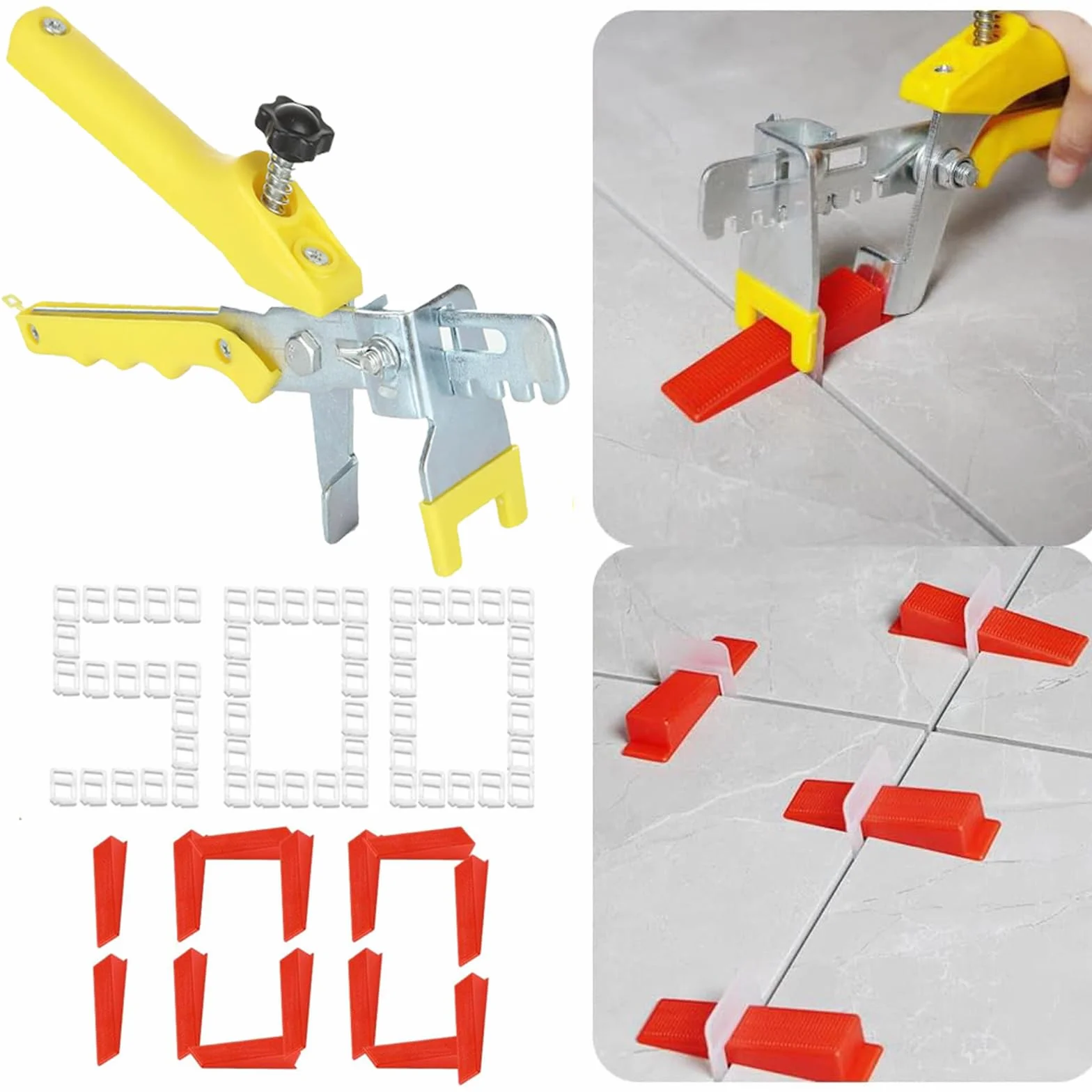 SENENQU 601 Piezas Niveladores de Azulejos 1,5 mm, Cuñas Niveladoras Suelo con 500 Clips, 100 Cuñas y Pinza, Sistema de Nivelación de Azulejos para Pared y Suelo