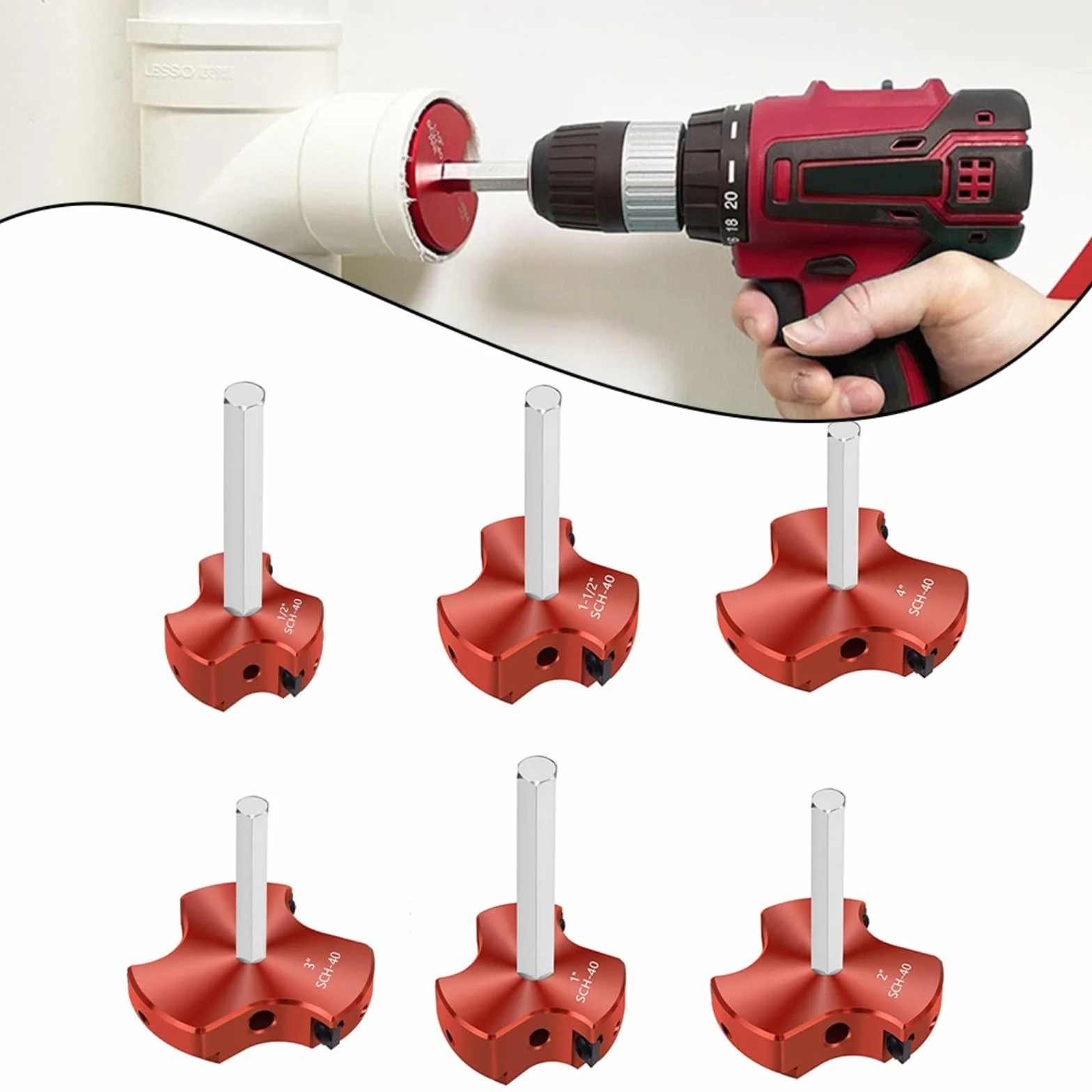 Herramienta de escariador de tubería de PVC de triple hoja, para accesorios de programación 40/CPVC/ABS, cuerpo de aleación de aluminio, eje de acero inoxidable, compatible con portabrocas
