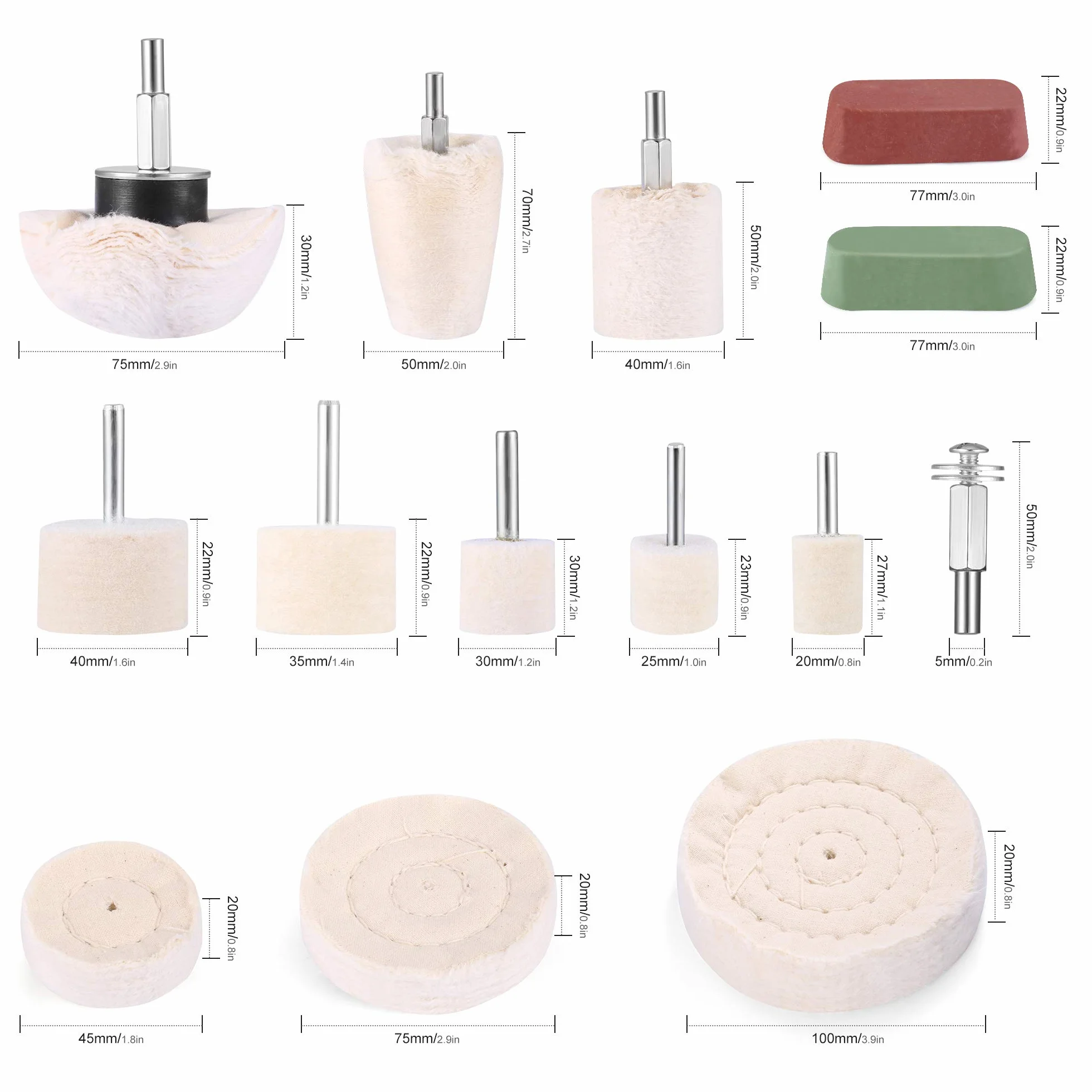 Accesorios de pulido, destornillador inalámbrico, rueda/almohadilla/cono de pulido, kit de cepillos cónicos, terciopelo de algodón, para taladro