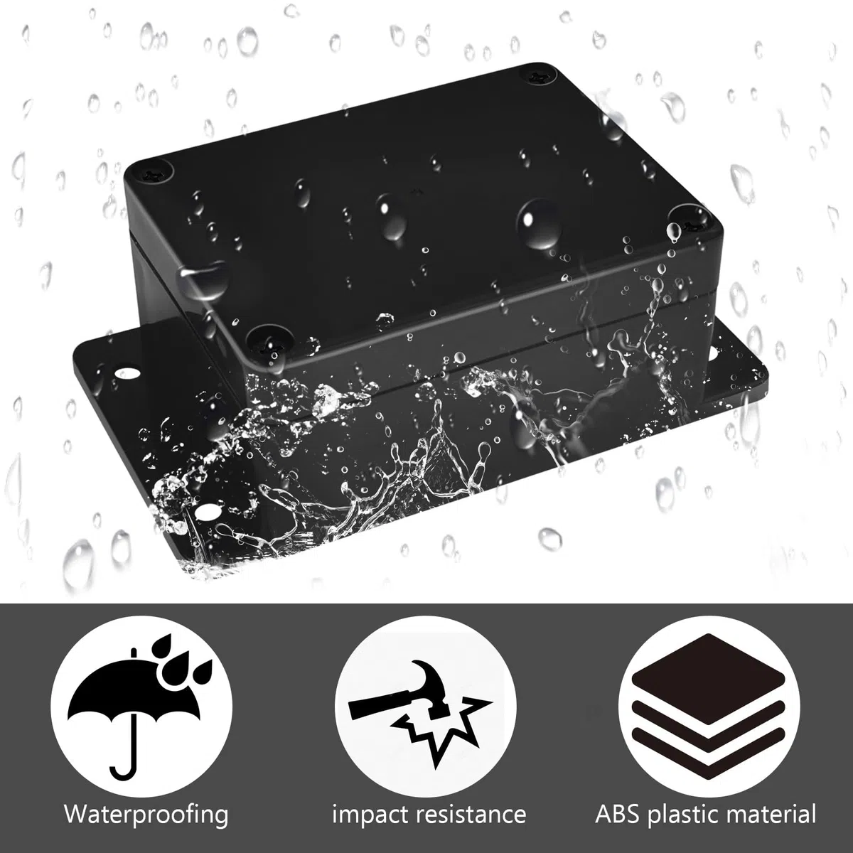 2 Piezas Caja Conexiones Estanca con Bloques de Terminales,IP65 Negro Caja Estanca Exterior, Plástico CajaEmpalmes Exterior, CajaConexiones para Equipos Electrónicos, 100x68x50mm