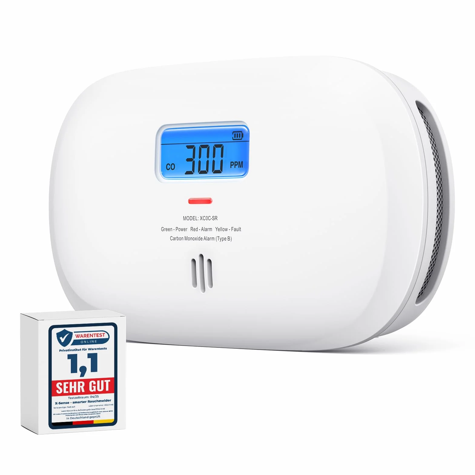 X-Sense Detector de Monóxido de Carbono XC0C-SR, Alarma de CO con Batería Reemplazable y Pantalla Digital
